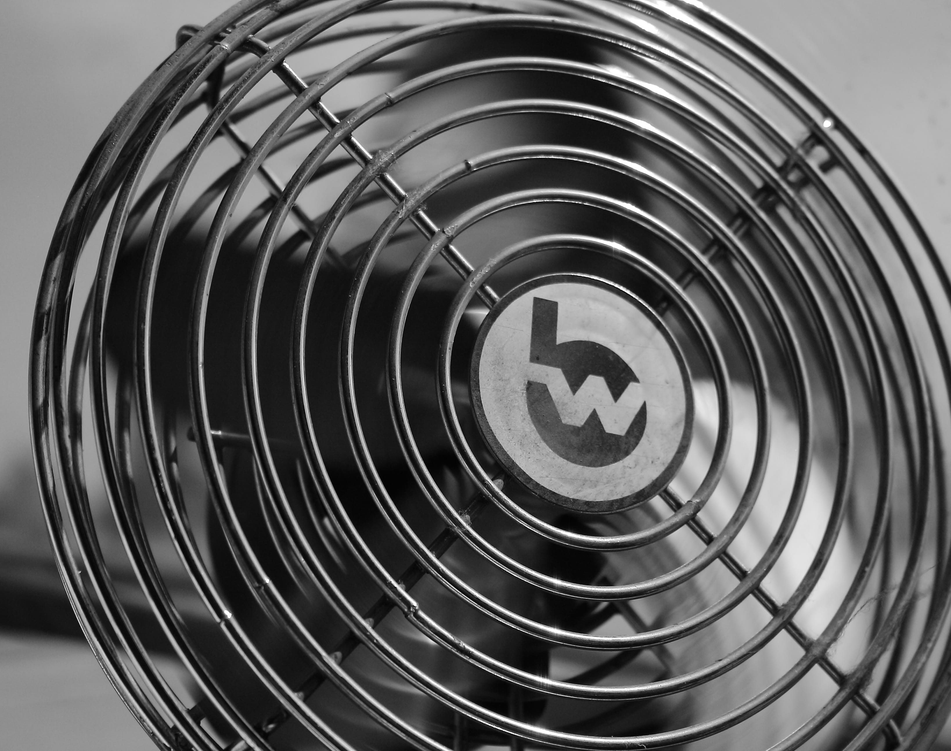 concentric, design, Black And White, geometric shape, Cooling, pattern, safety, fan, security, Device, communication, steel, circle, focus on foreground, HD Wallpaper