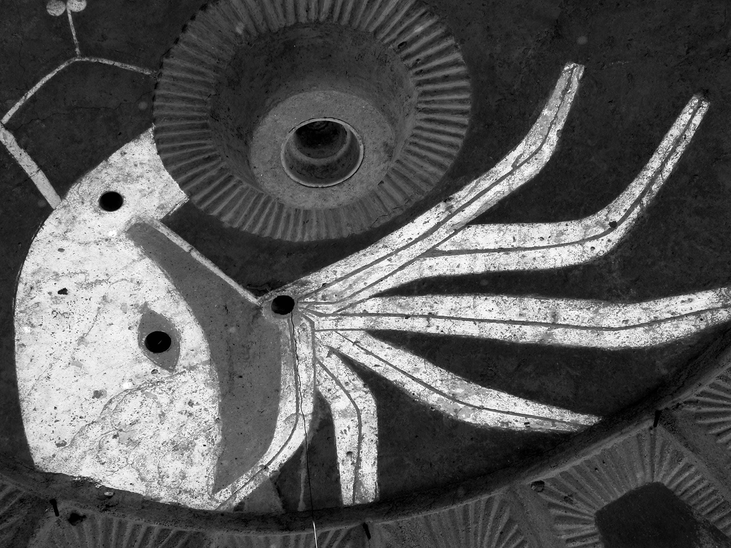 metal, machine part, abstract, organic, pattern, anthropomorphic, shapes, backgrounds, high angle view, equipment, indoors, black and white, no people, HD Wallpaper