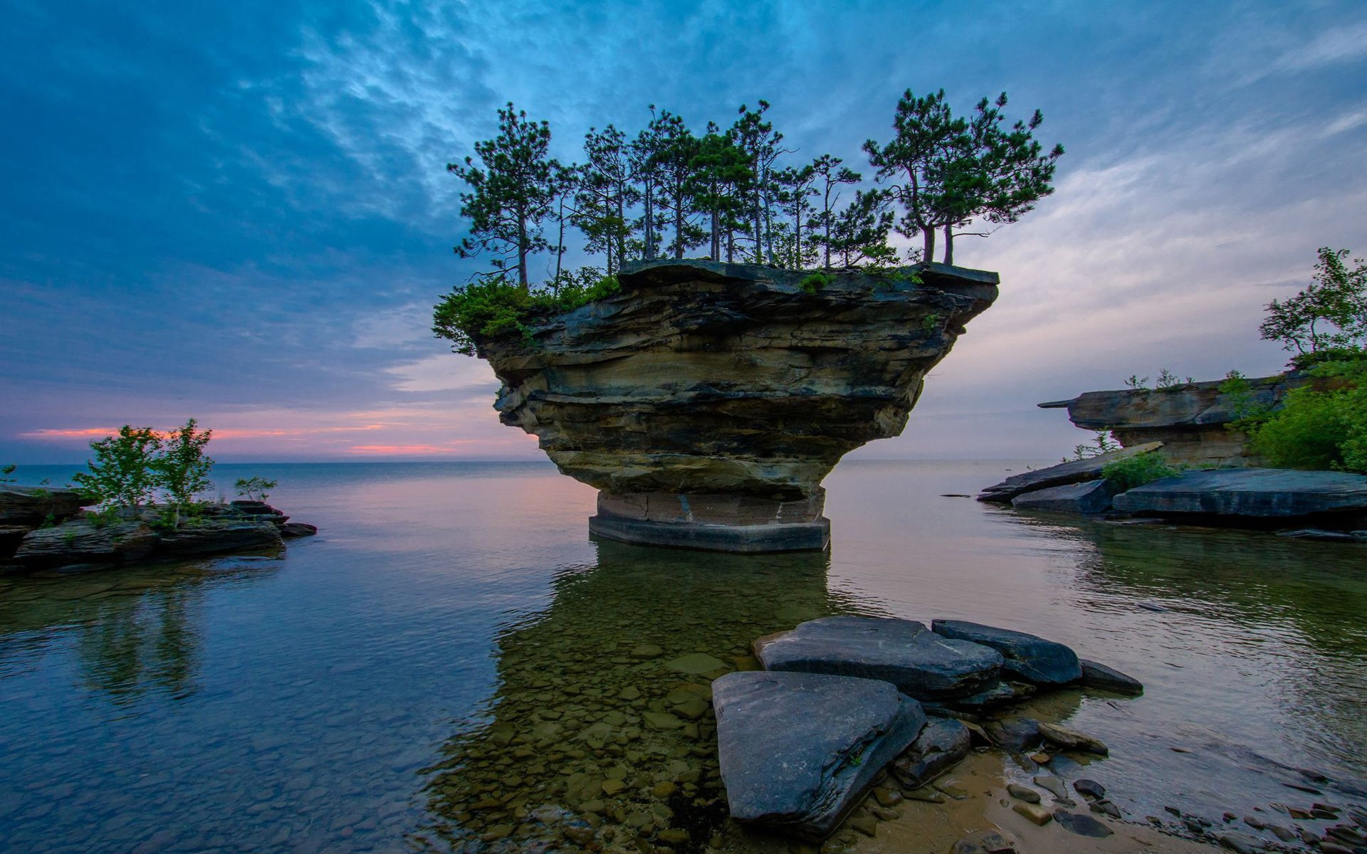 Turnip Rock, 1080P, Earth, Rock, Michigan, Tree, HD Wallpaper