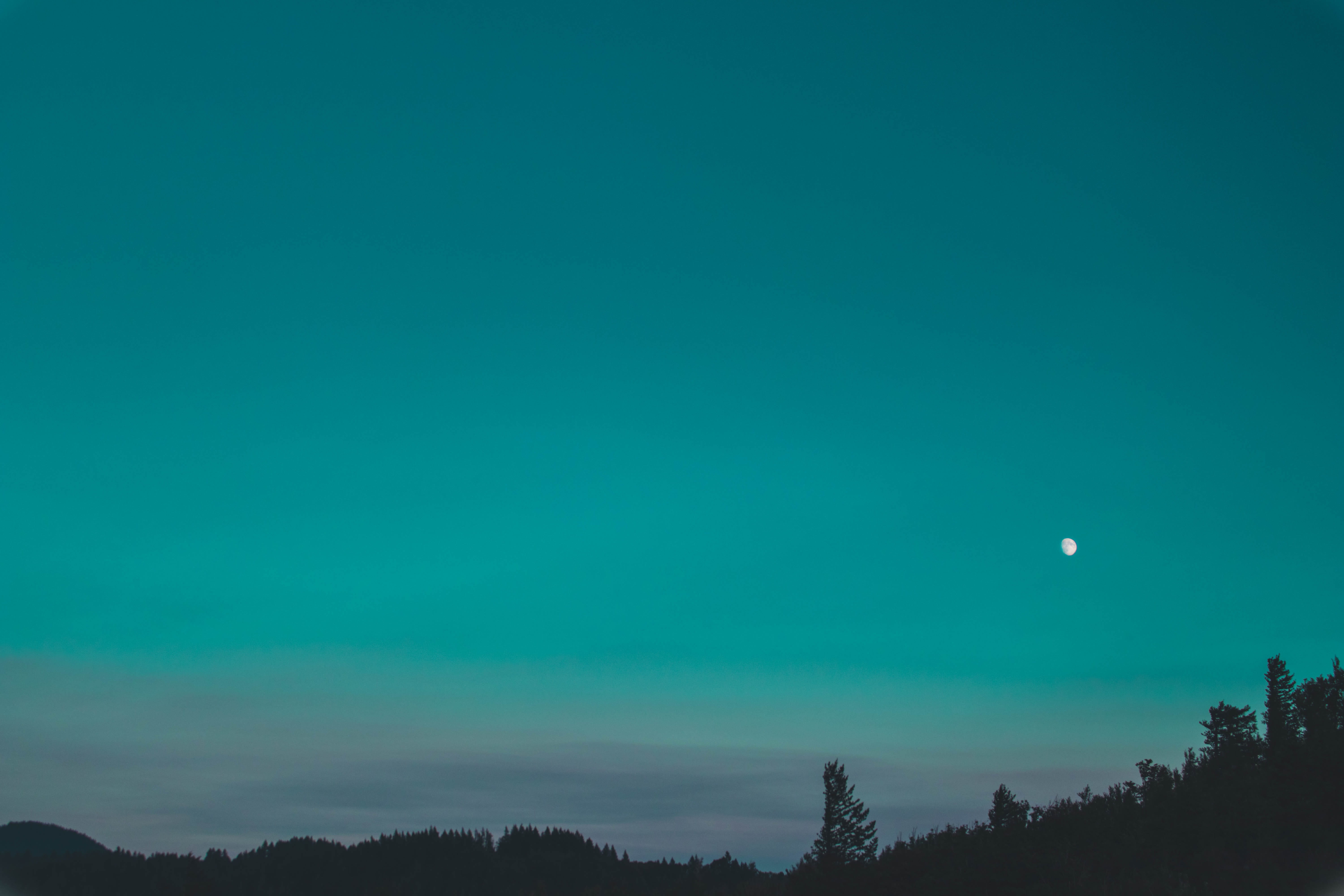 astronomy, night, outdoors, silhouette, crown point, united states, half moon, idyllic, corbett, 5K, blue, tranquil scene, sky, crescent, clear sky, nature, HD Wallpaper
