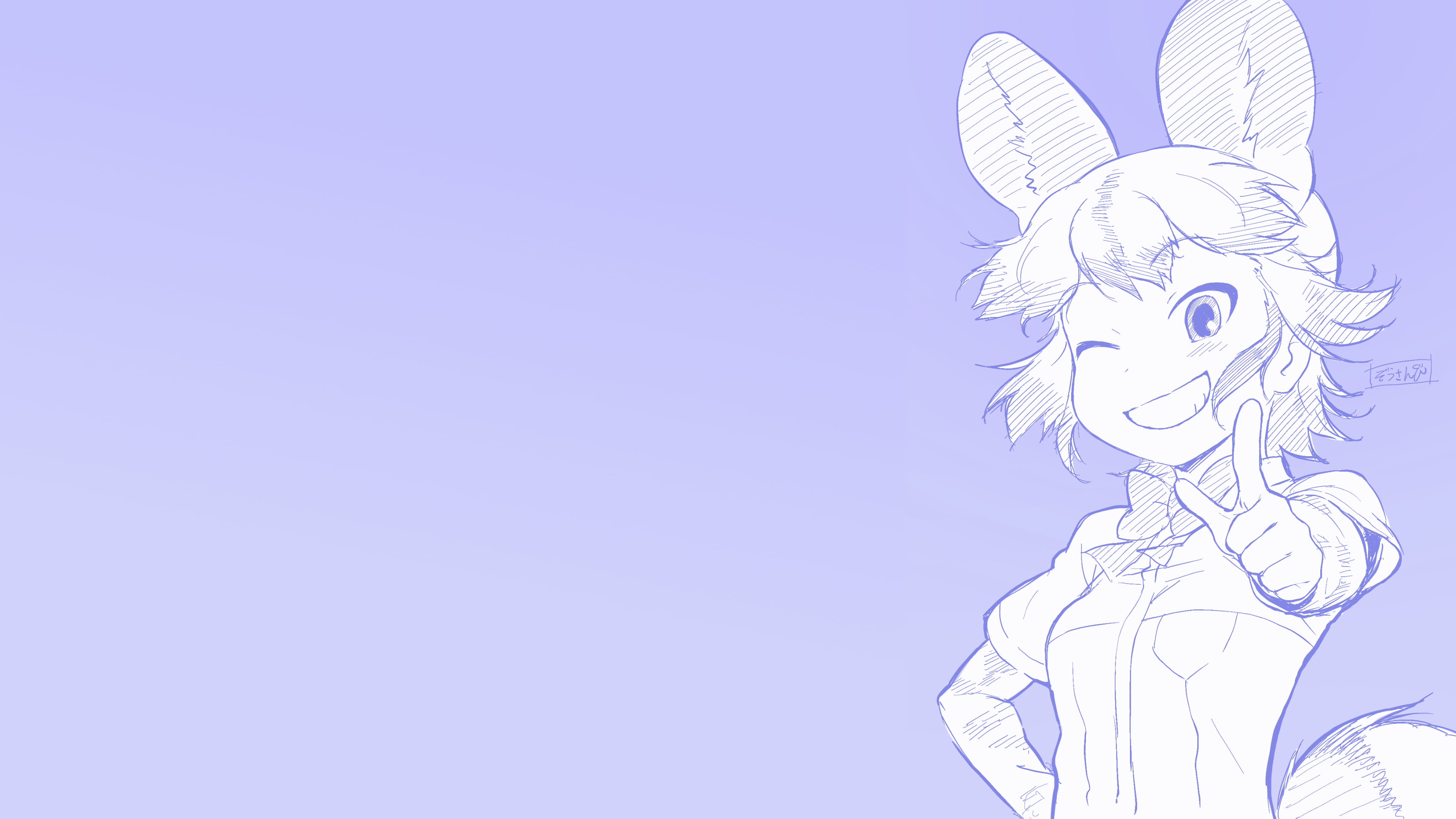 anime, 4K, African Wild Dog (Kemono Friends), gradient, smiling, anime girls, blue background, animal ears, Kemono Friends, HD Wallpaper