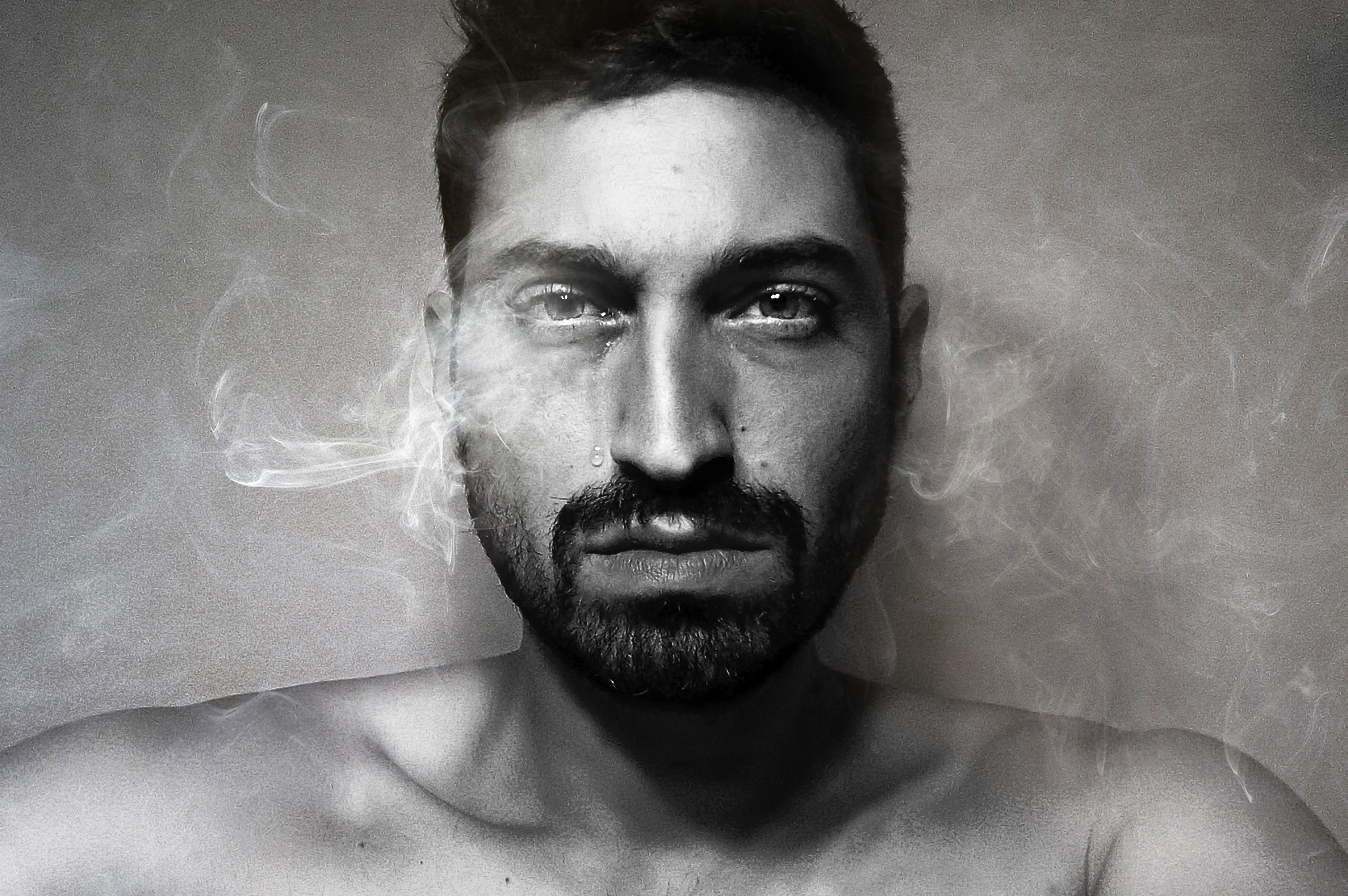wall, one person, smoke, tear, magician, studio shot, eyes, real people, young adult, adult, headshot, human face, 5K, mystical, indoors, sadness, young men, HD Wallpaper