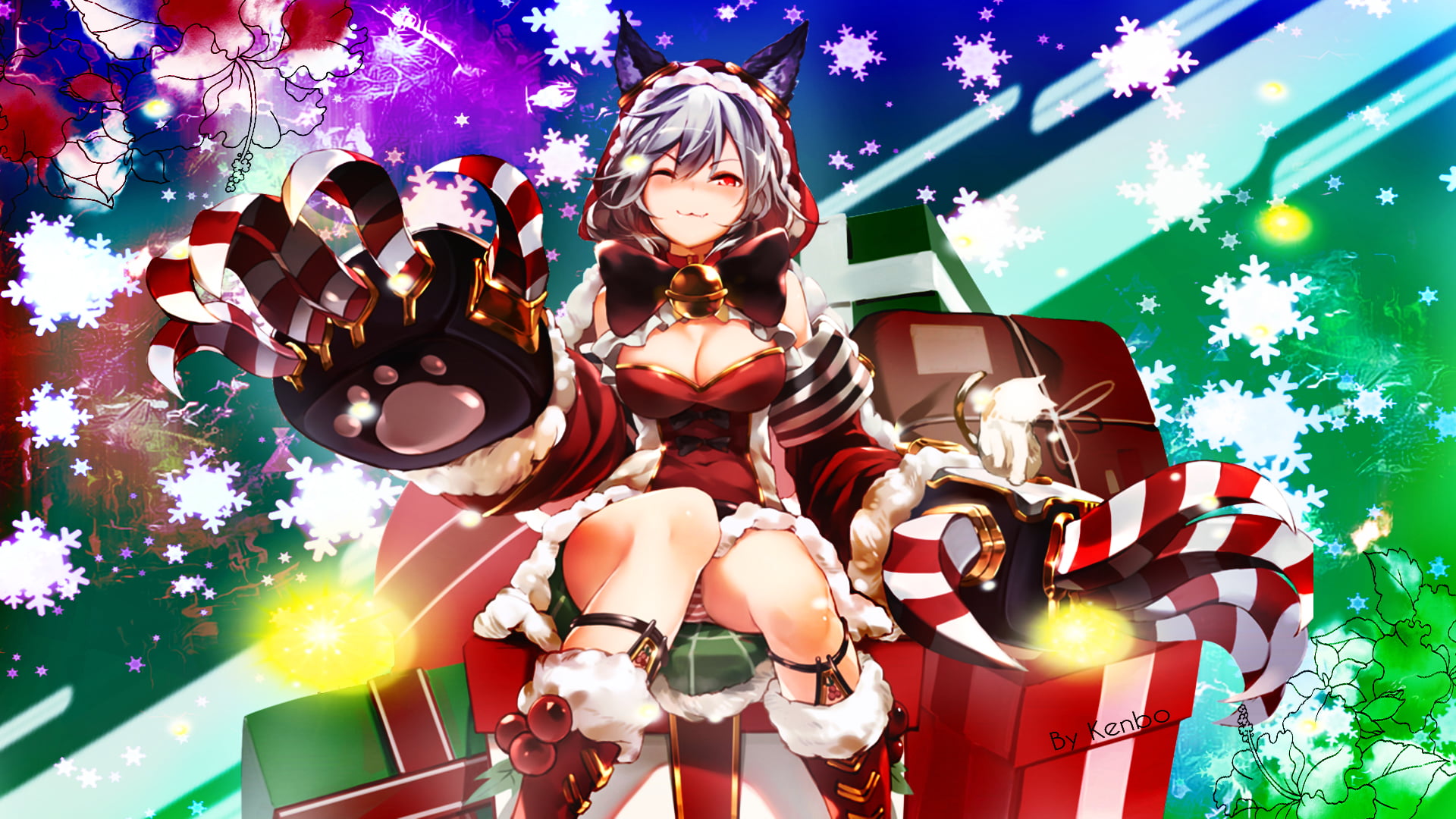 1080P, anime girls, Christmas, anime, Christmas ornaments, visual novel, HD Wallpaper