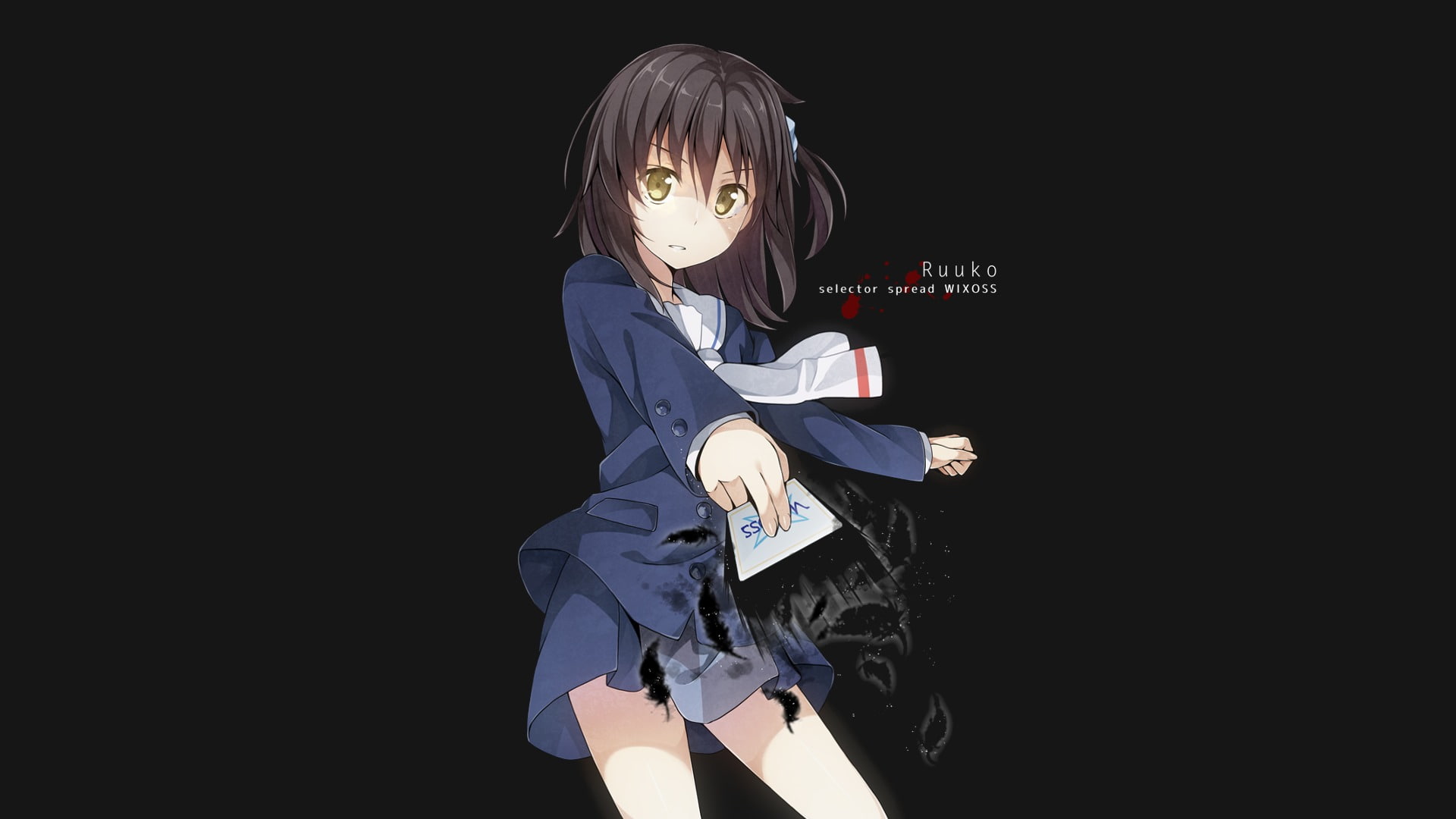 WIXOSS, Girl, School Uniform, Black Hair, Anime, Ruuko Kominato, 1080P, HD Wallpaper