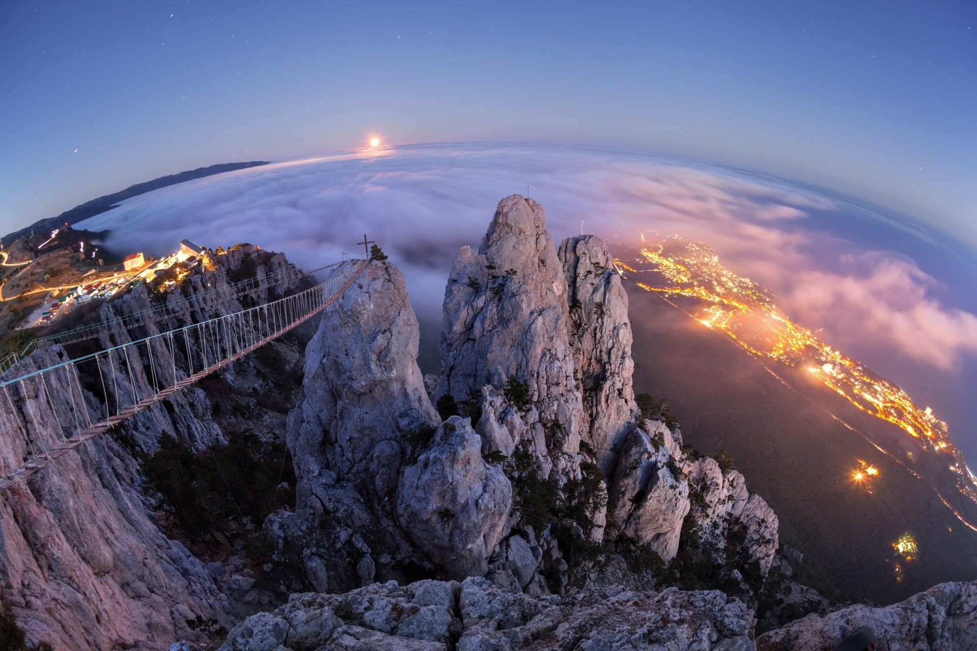 1080P, AI-Petri, Crimea, Yalta, JUBK, Gaspar, the evening, HD Wallpaper