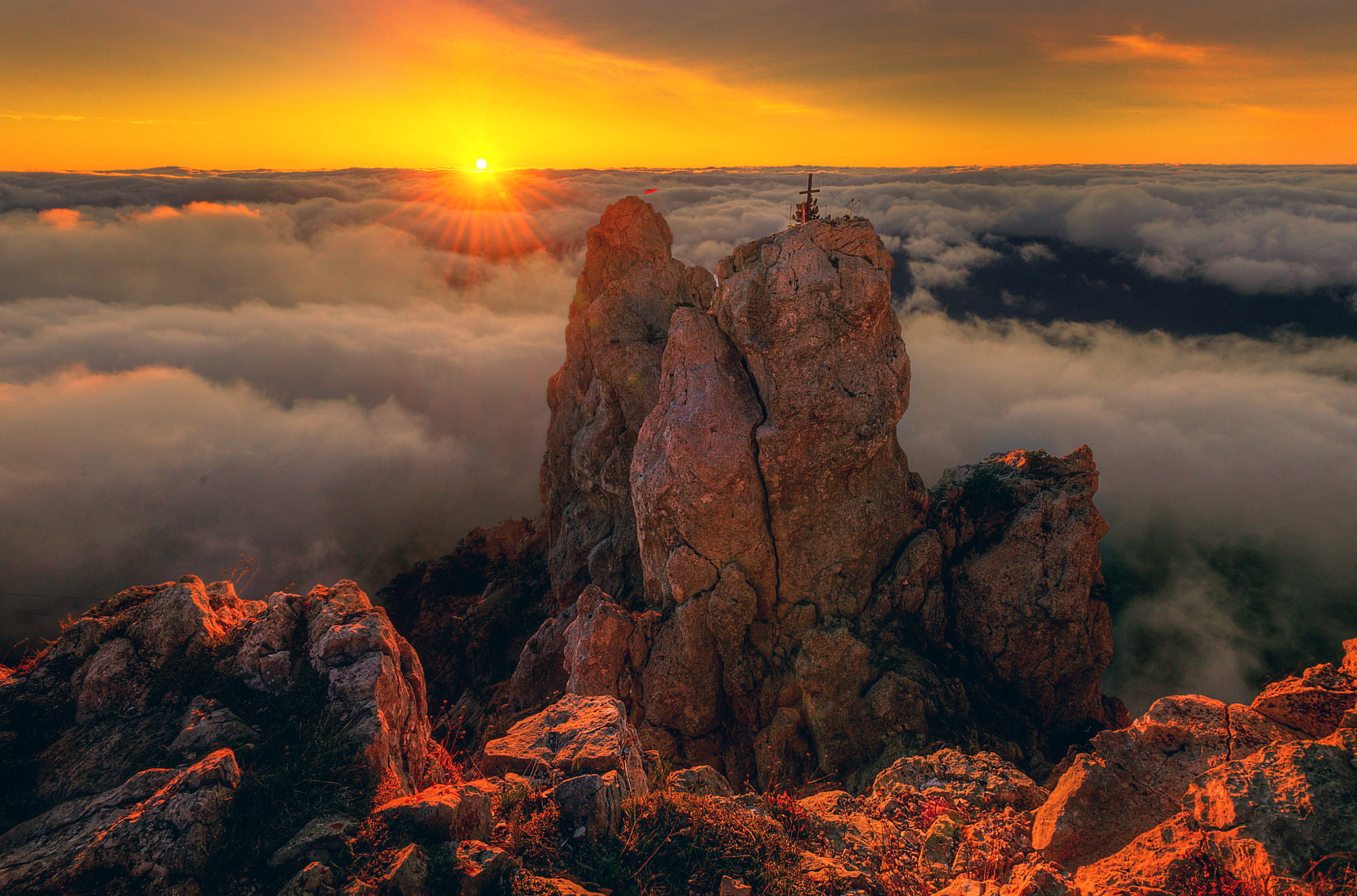 1080P, morning, sun, rock - object, travel, solid, AI-Petri, our, landscape, no people, travel destinations, environment, cloud - sky, rock, sunset, dramatic sky, HD Wallpaper