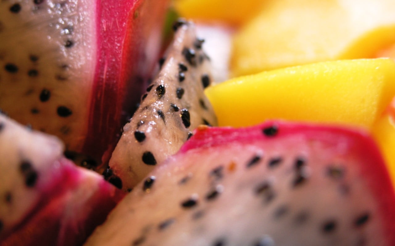 indulgence, close-up, pattern, extreme close-up, multi colored, food and drink, dragon, cross section, 720P, full frame, no people, indoors, ripe, selective focus, HD Wallpaper