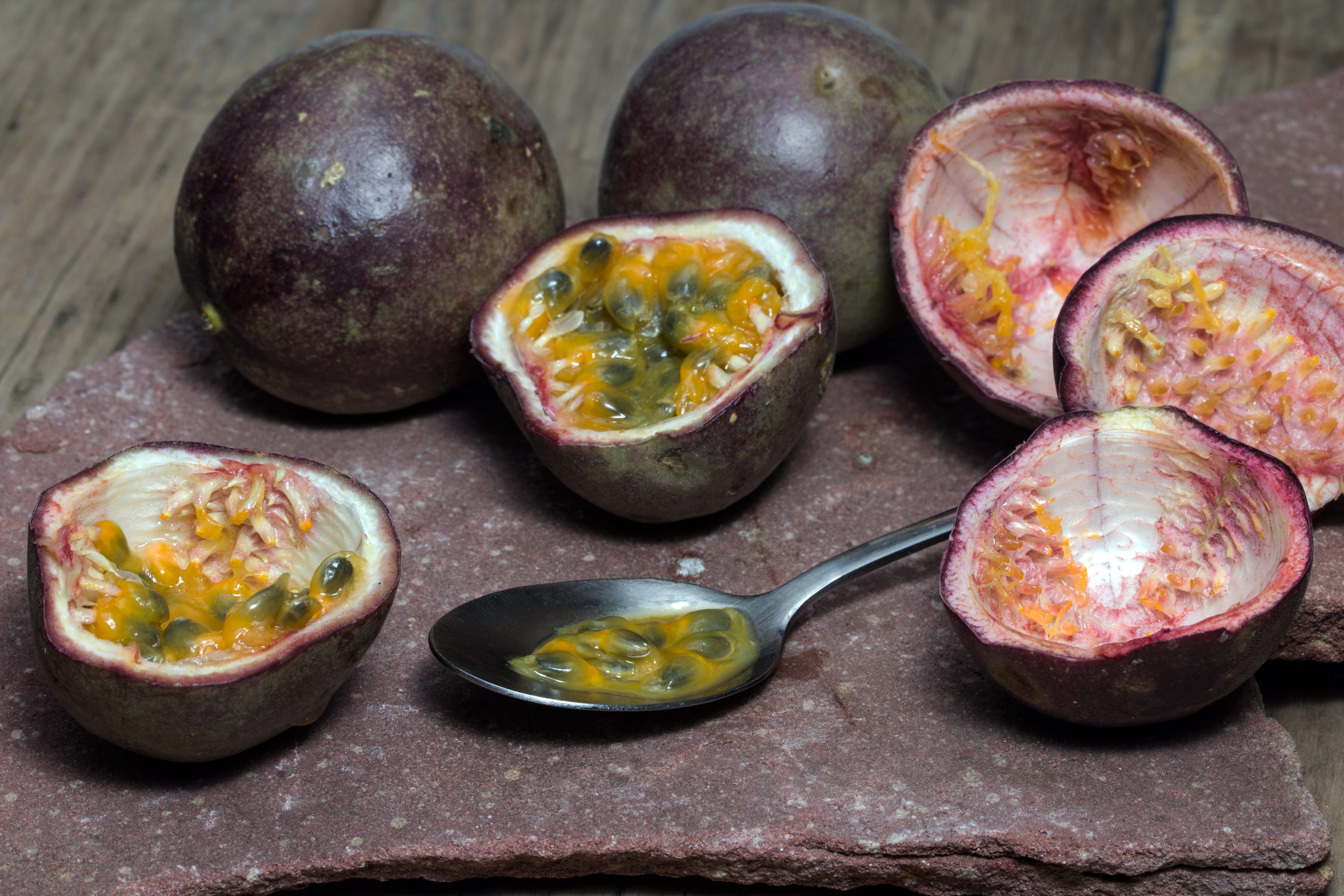 wellbeing, fruit, freshness, crockery, food, group of objects, healthy eating, cross section, photo, table, bowl, passion fruits, high angle view, still life, HD Wallpaper