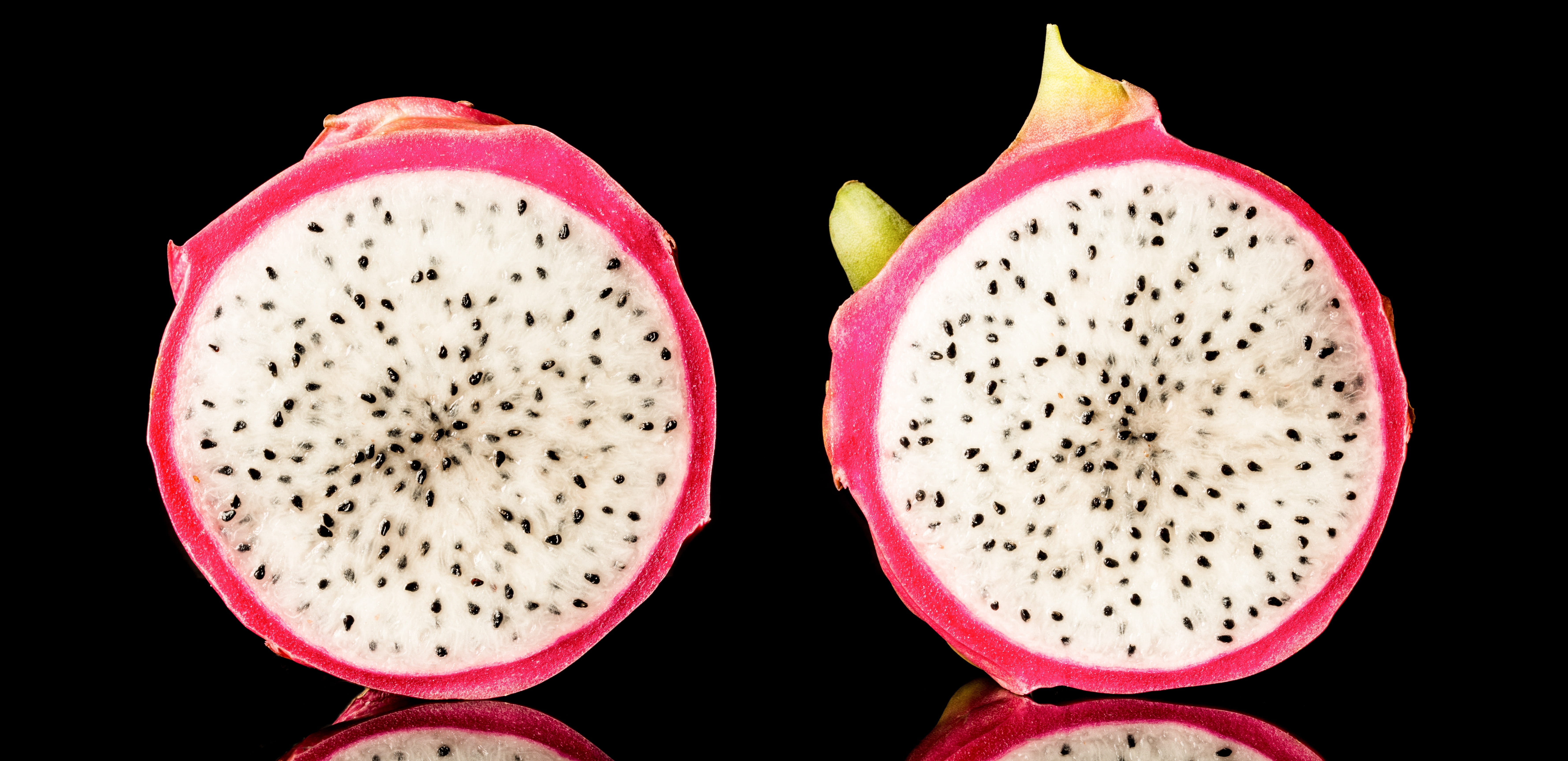 slice, seed, still life, colored background, black background, cross section, halved, 5K, no people, two objects, indoors, healthy eating, wellbeing, fruit, HD Wallpaper