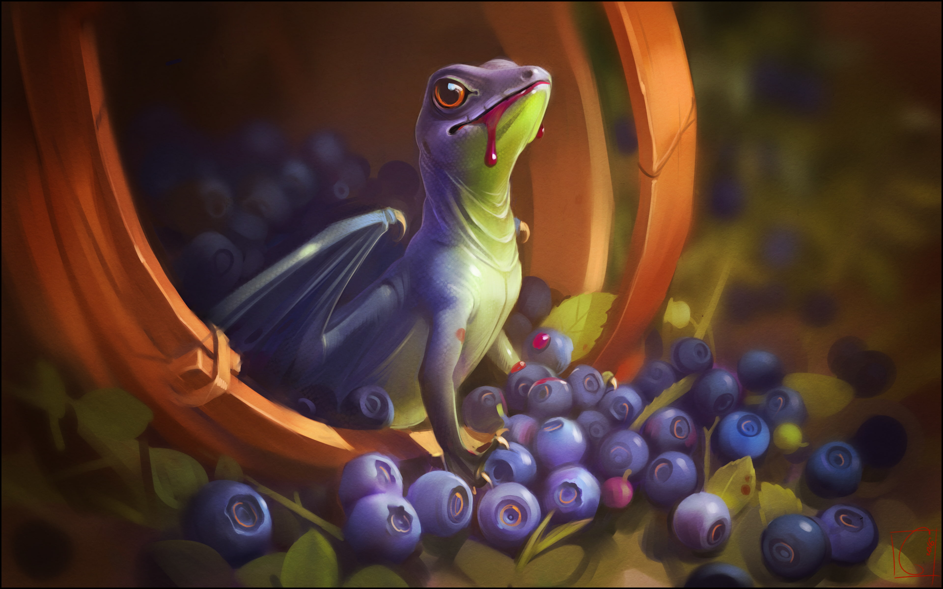 Berry, 4K, Dragon, Fantasy, Fruit, Blueberry, HD Wallpaper