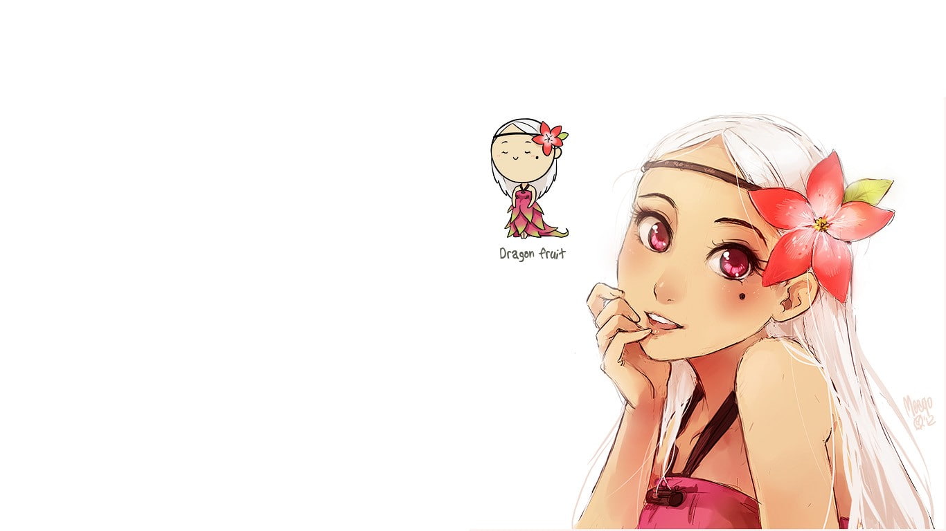 Dragon fruit, 720P, Anthropomorphism, Anime Girls, HD Wallpaper