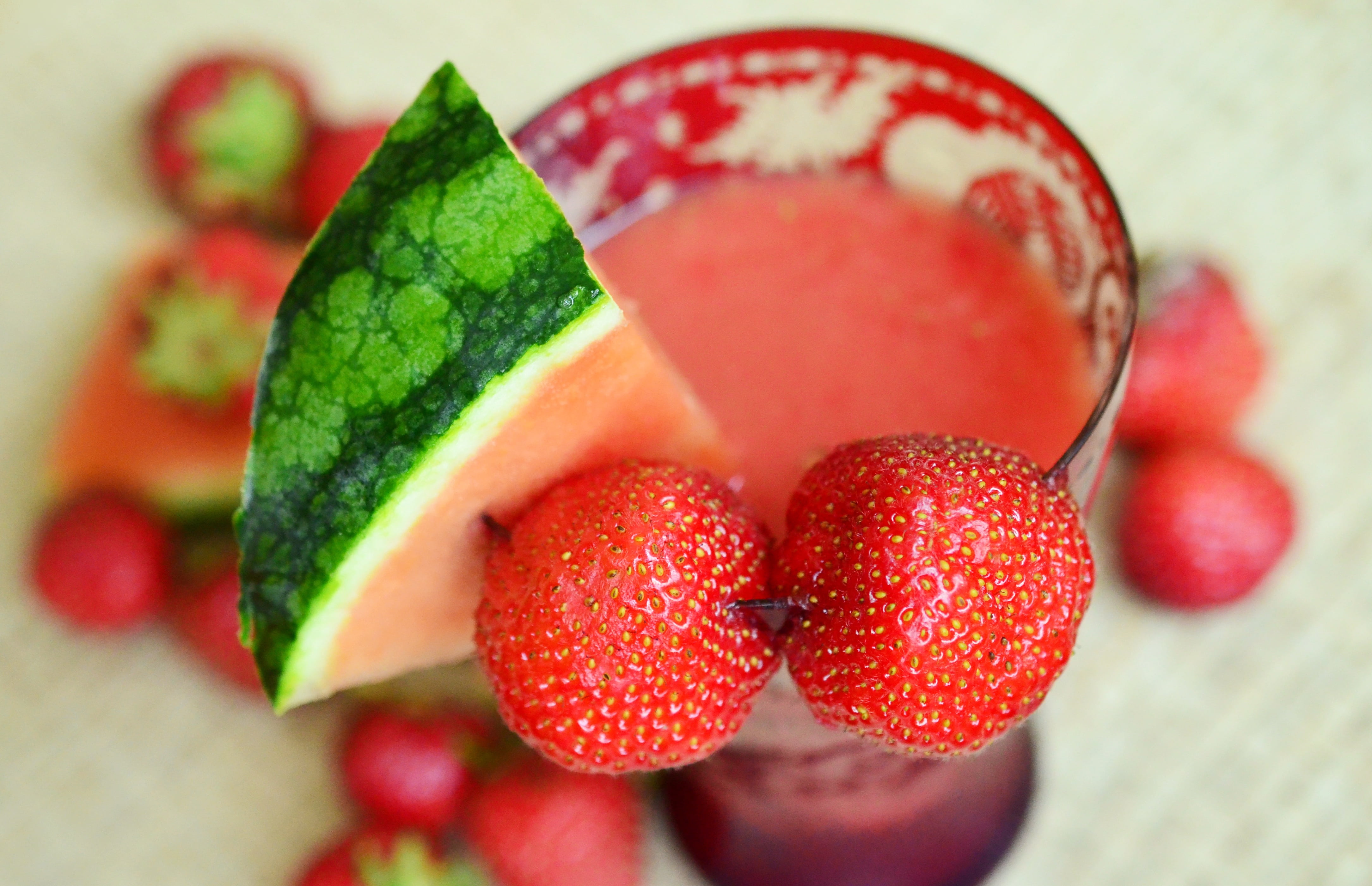 delicious, healthy eating, nature, 4K, nutrition, ripe, milkshake, fruit, no people, selective focus, focus on foreground, color, leaf, watermelon, strawberries, HD Wallpaper