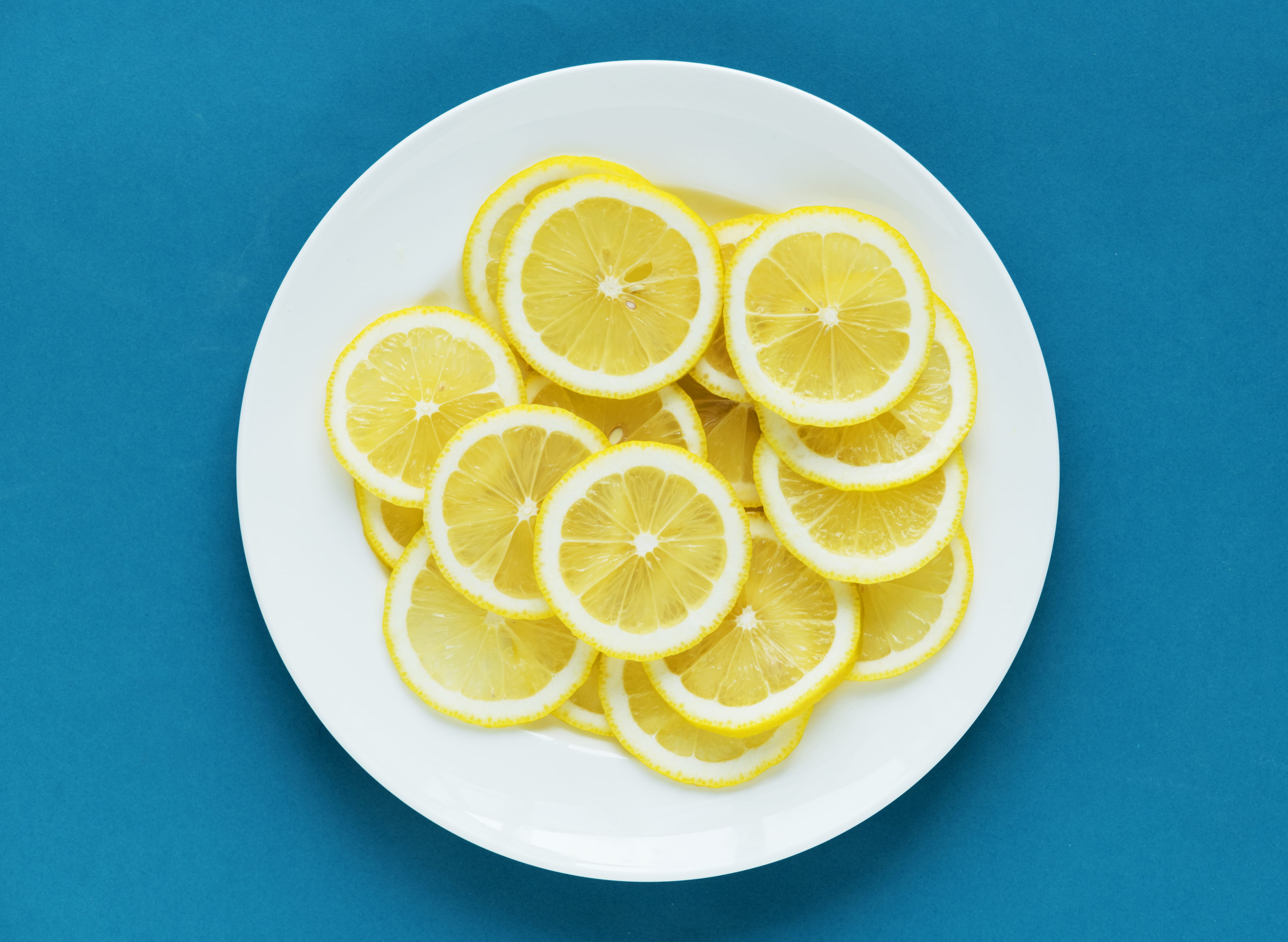 blue, food, ingredient, fruit, geometric shape, studio shot, healthy, no people, blue background, fresh, lemon, raw, food and drink, juicy, sliced, citrus fruit, HD Wallpaper