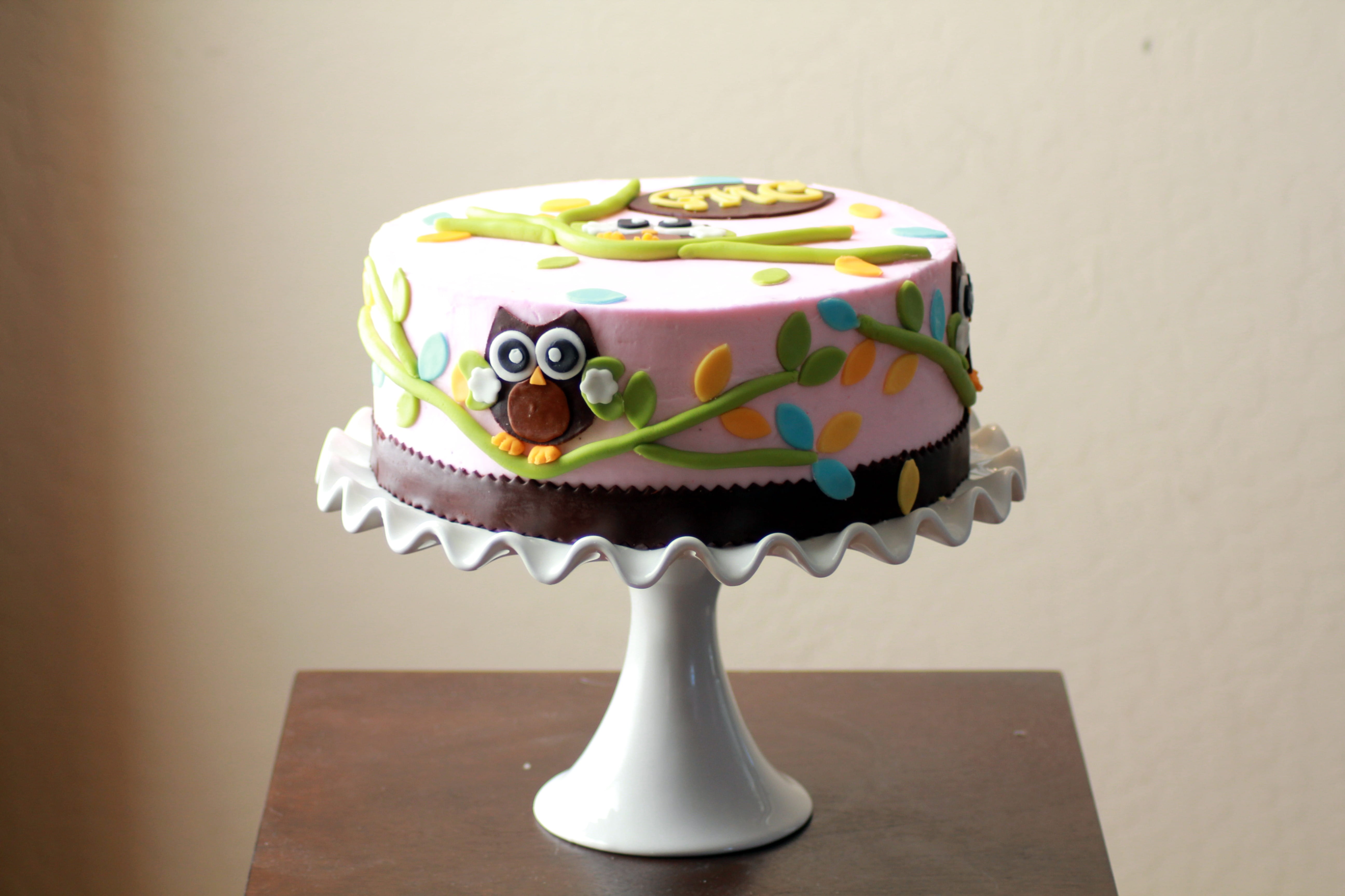 pink, round, green, treats, baked, decorative, wooden, indulgence, sweet food, birthday cake, birds, cupcake, nature, still life, birthday candles, table, HD Wallpaper