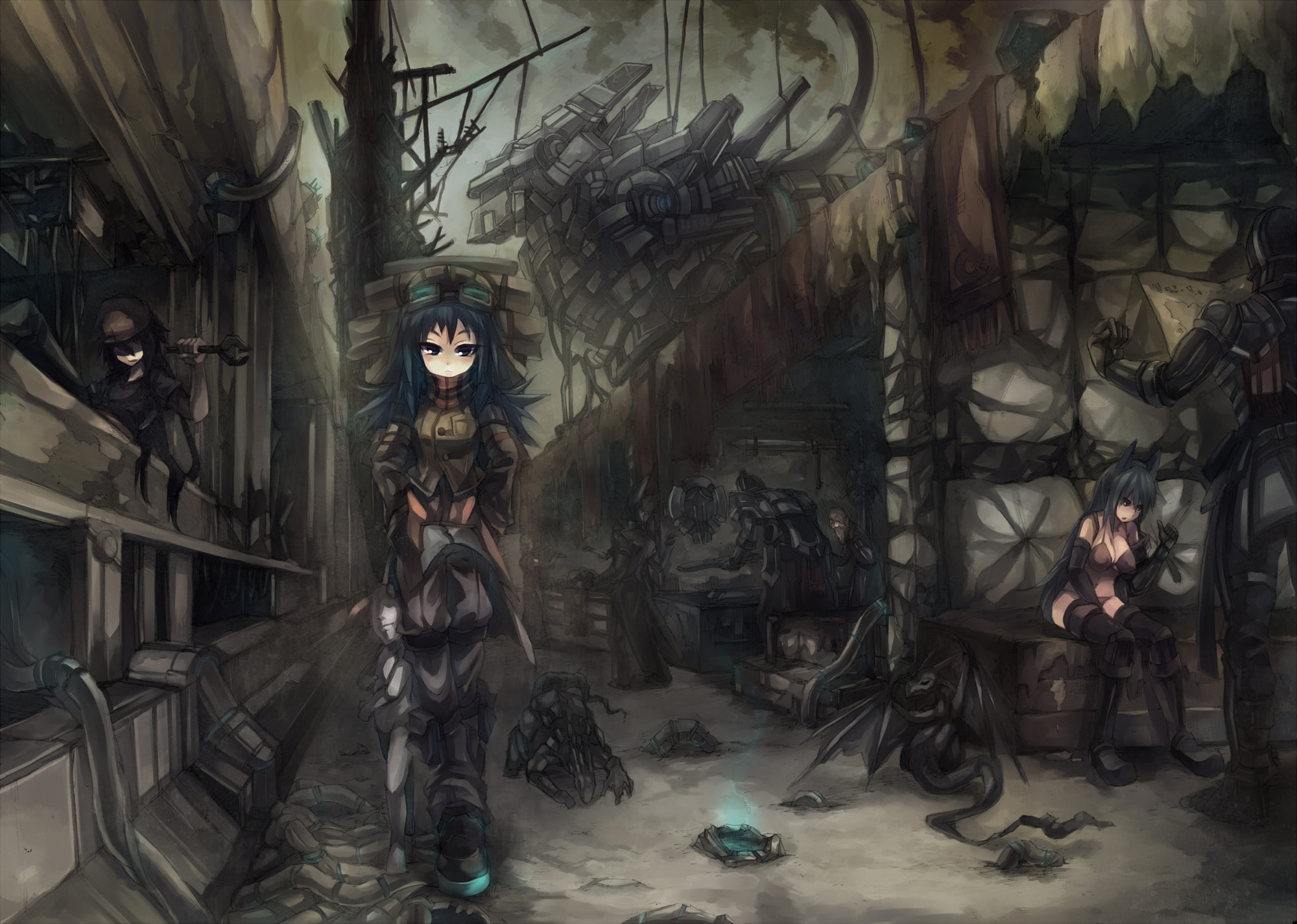 ears, animal, 1080P, goggles, thighhighs, mamuru, original, HD Wallpaper