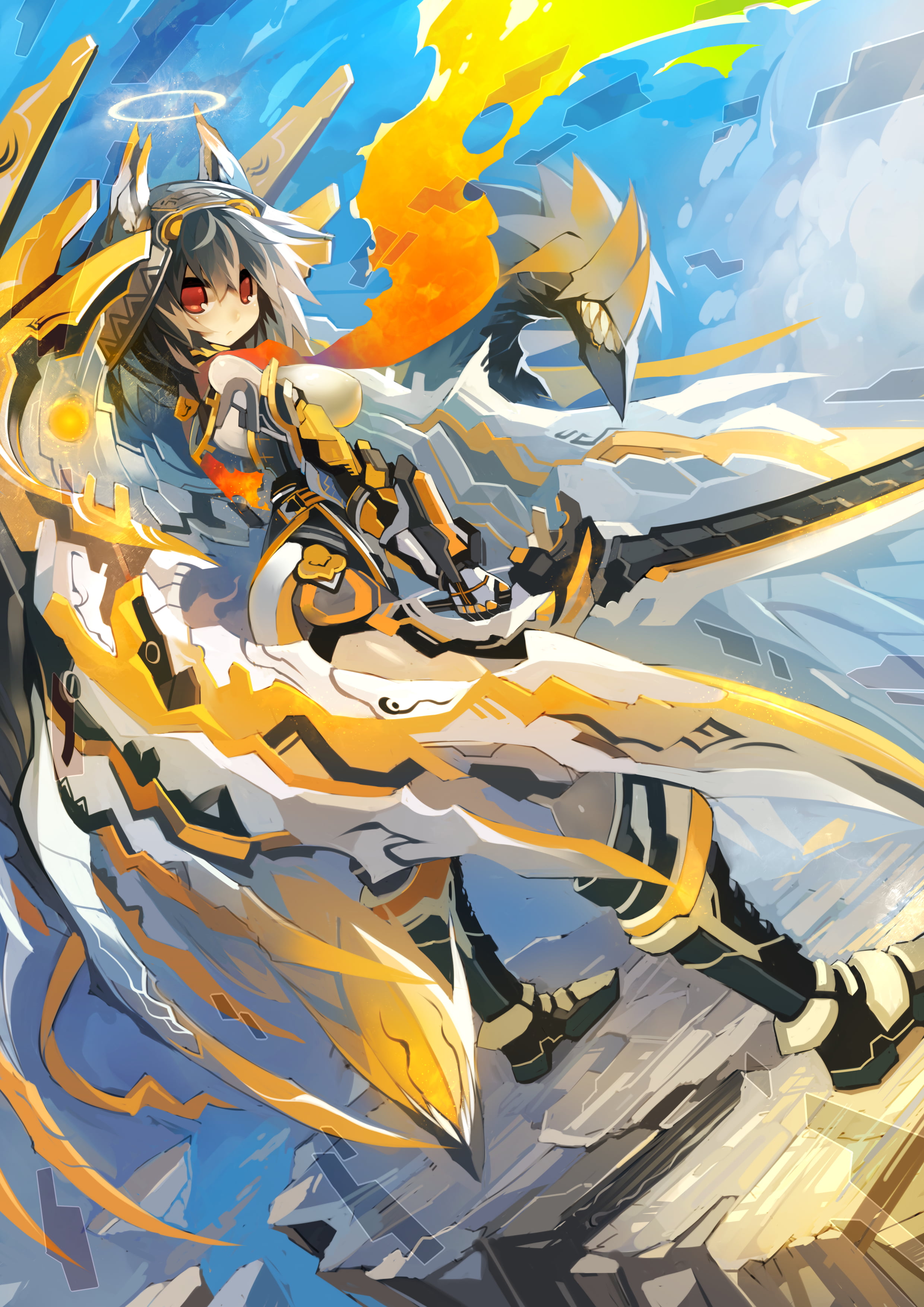 mecha girls, 2K, mamuru, artwork, Phone HD Wallpaper