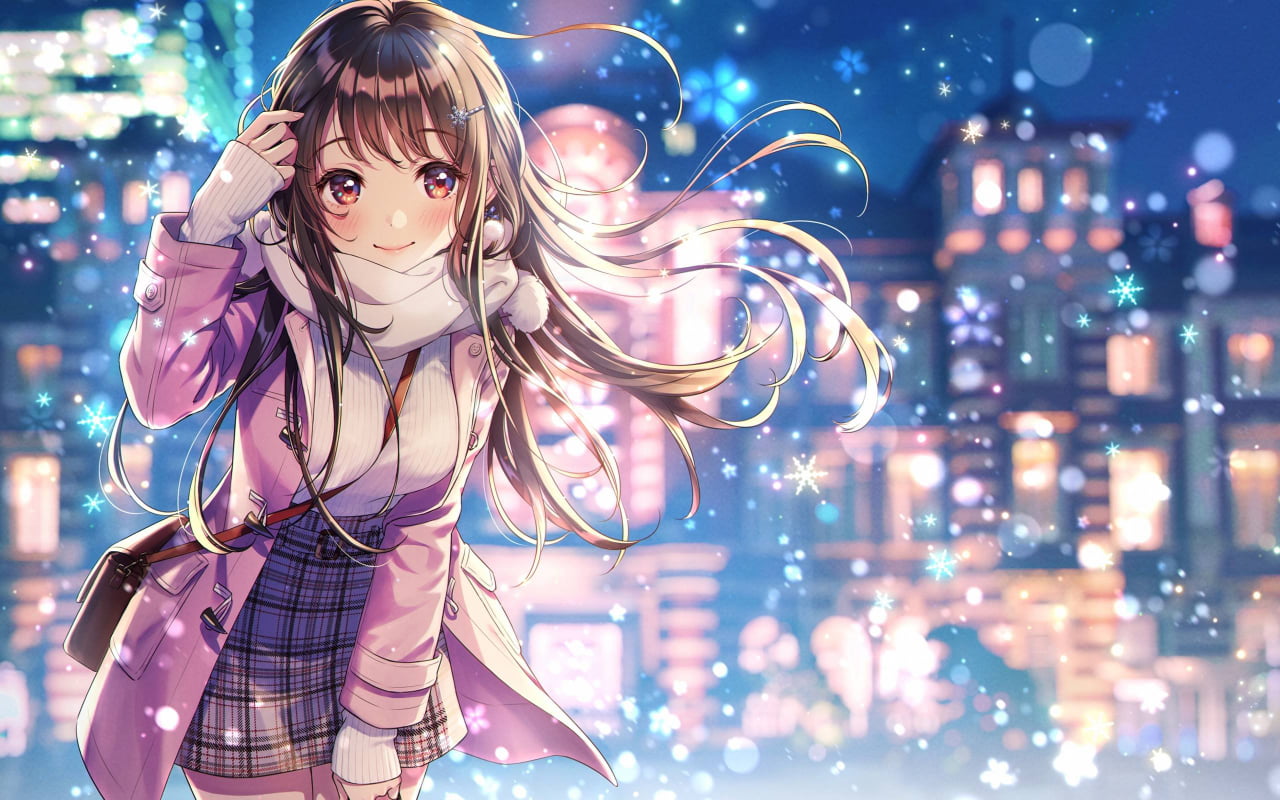 Morikura En, drawing, 2D, brown eyes, brunette, bright, 720P, HD Wallpaper