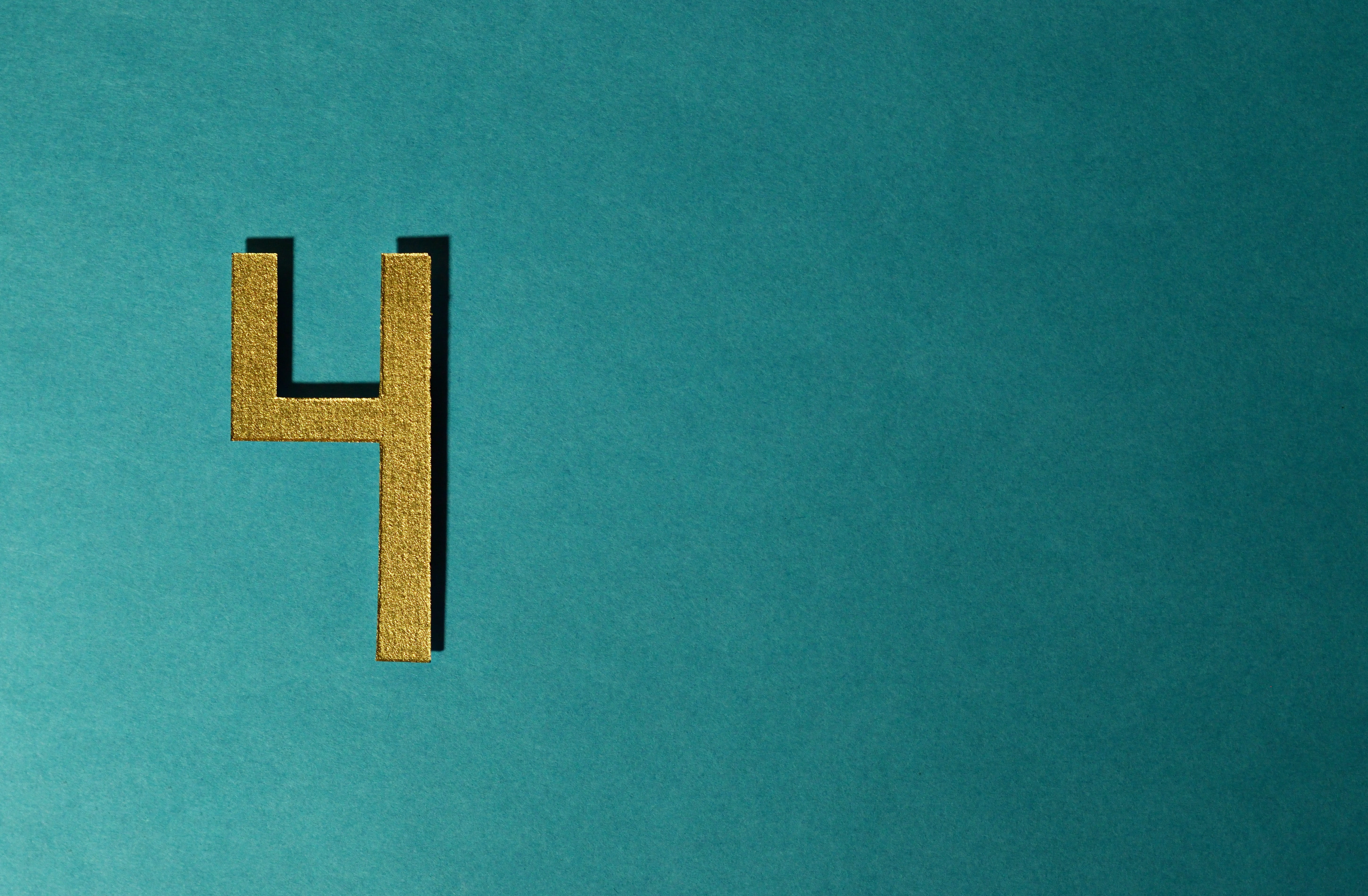 wood - material, green color, golden, still life, digit, design, number, single object, four, blue background, background, plus sign, textured, colored background, HD Wallpaper