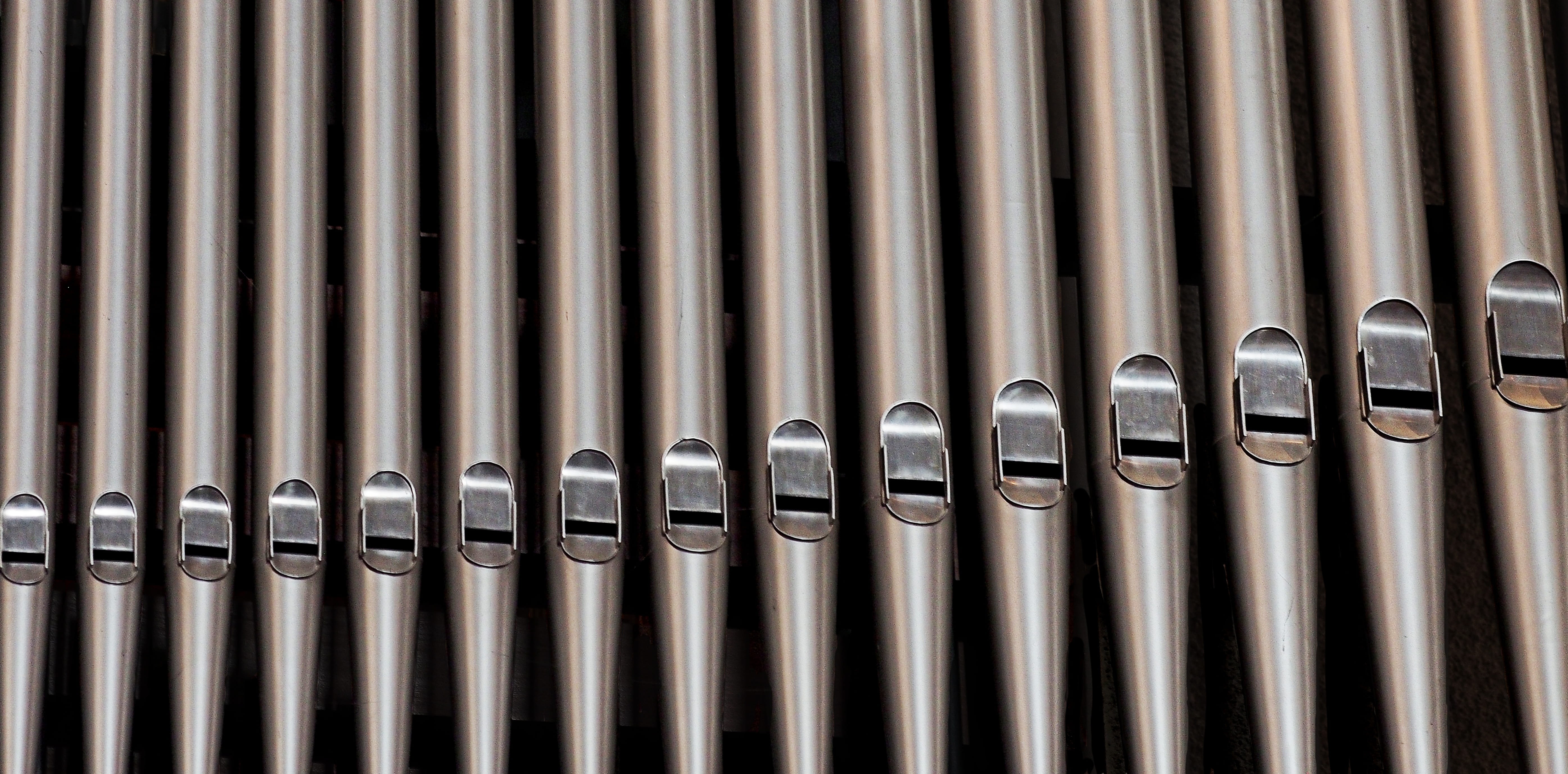 chrome, number, musical, equipment, vintage, shiny, backgrounds, no people, stainless steel, music, steel, 5K, iron, organ pipes, full frame, retro styled, HD Wallpaper