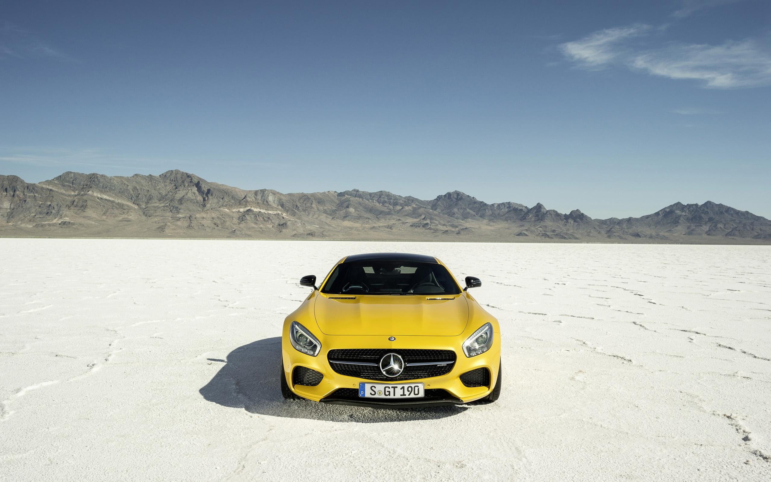 mercedes benz, 2K, mercedes, car, benz, solarbeam, gt, yellow, amg, 2015, cars, HD Wallpaper