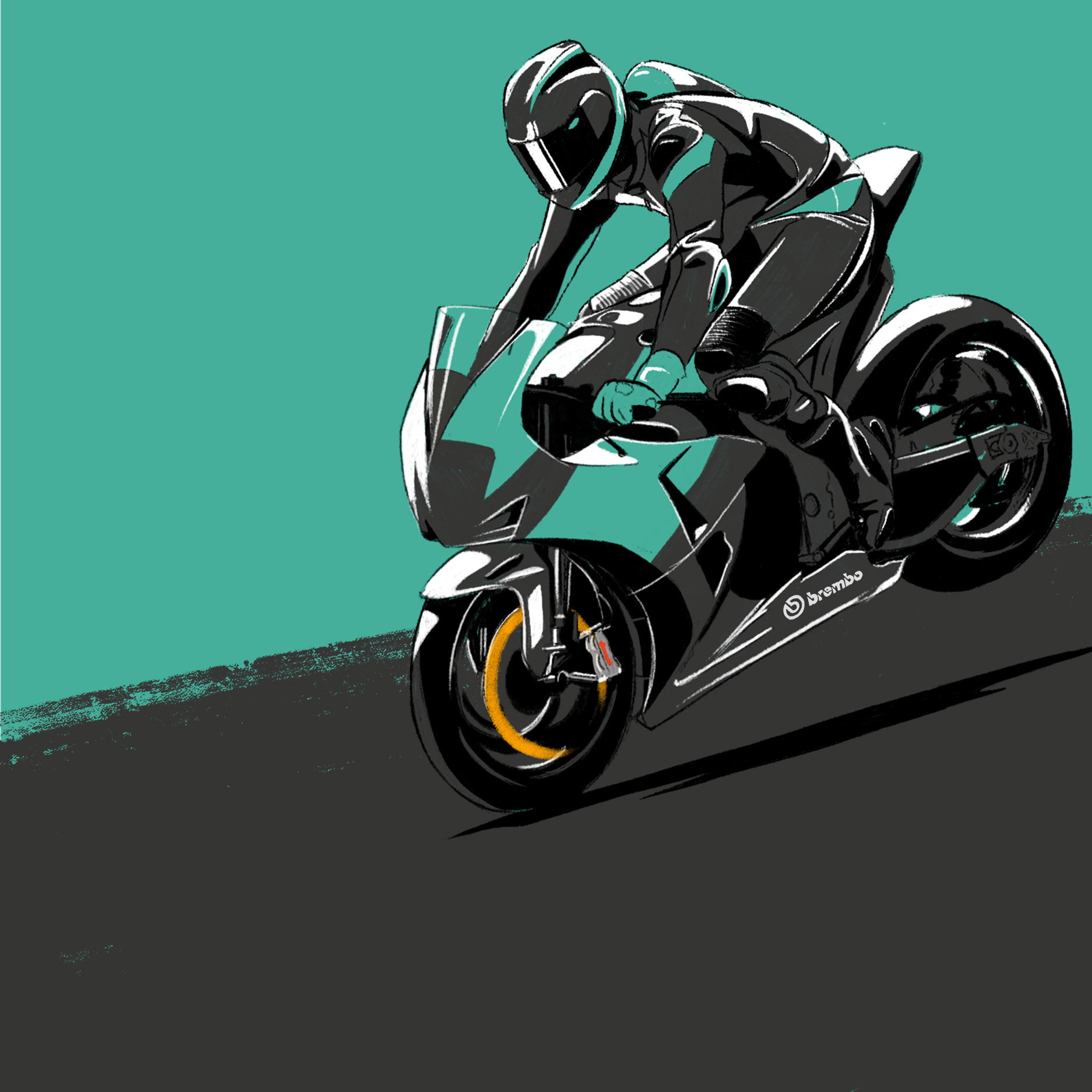 racing, 720P, Moto GP, Brembo, illustration, motorcycle, Phone HD Wallpaper