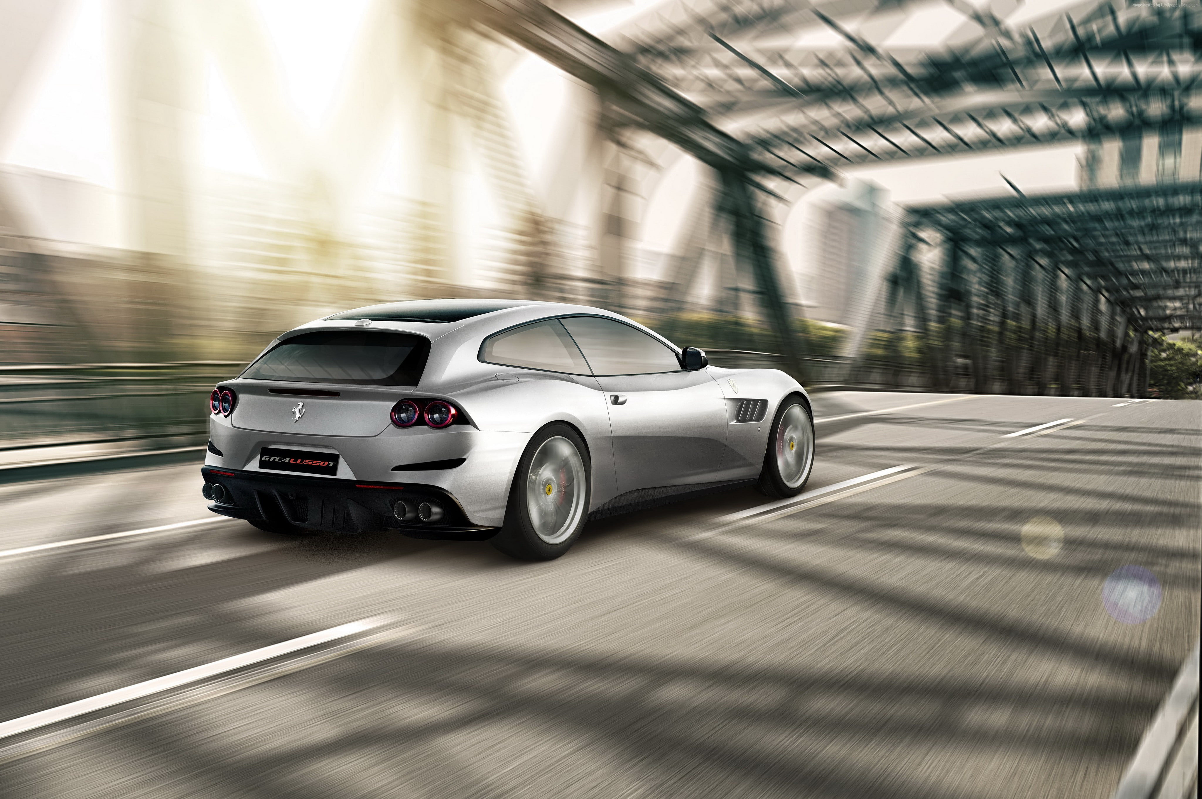 silver, 4K, Shooting brake, Ferrari GTC4lusso T, paris auto show 2016, HD Wallpaper