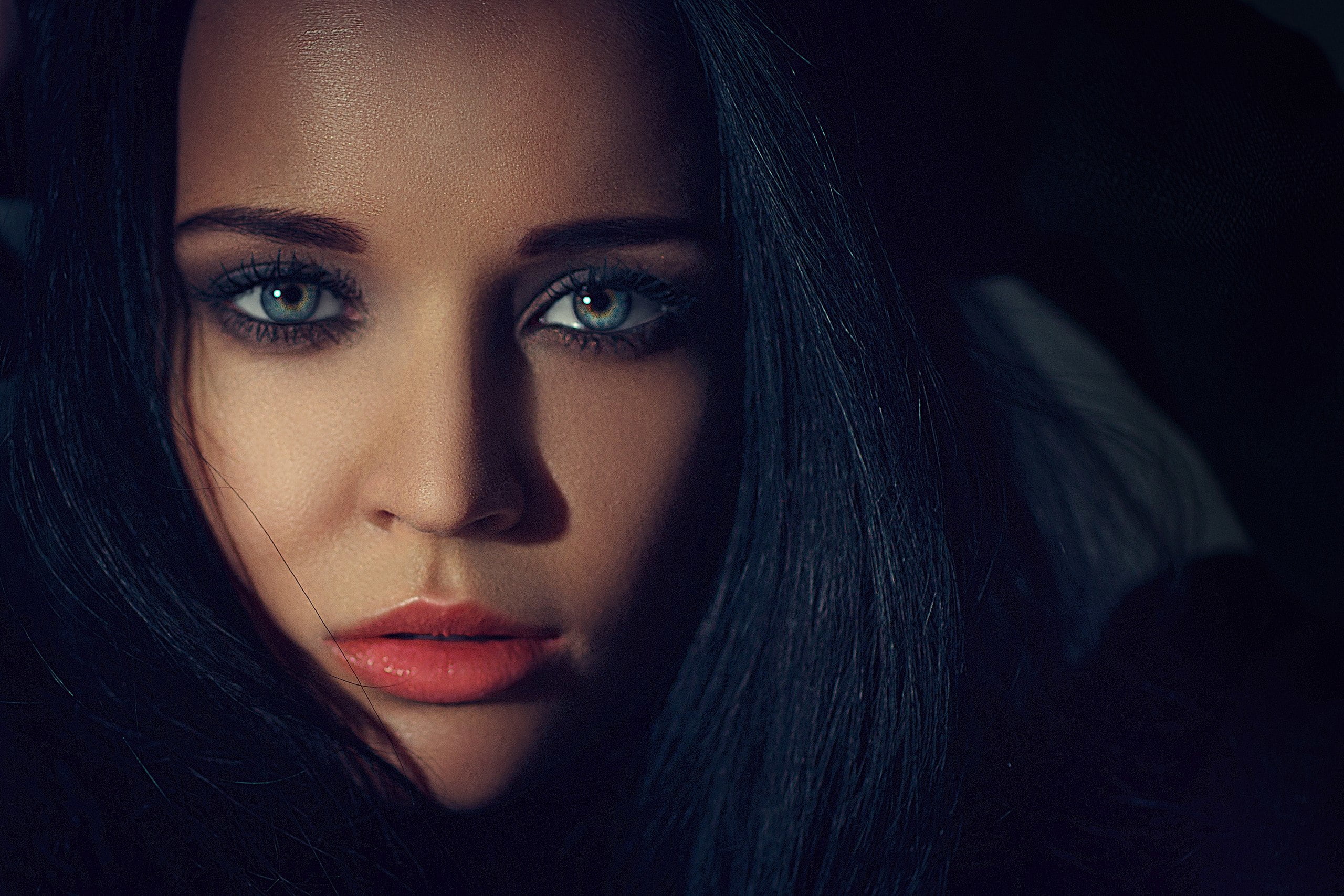 lips, black background, background, beautiful, girl, human face, young adult, brunette, luxury, human hair, beautiful people, young women, close-up, adult, HD Wallpaper