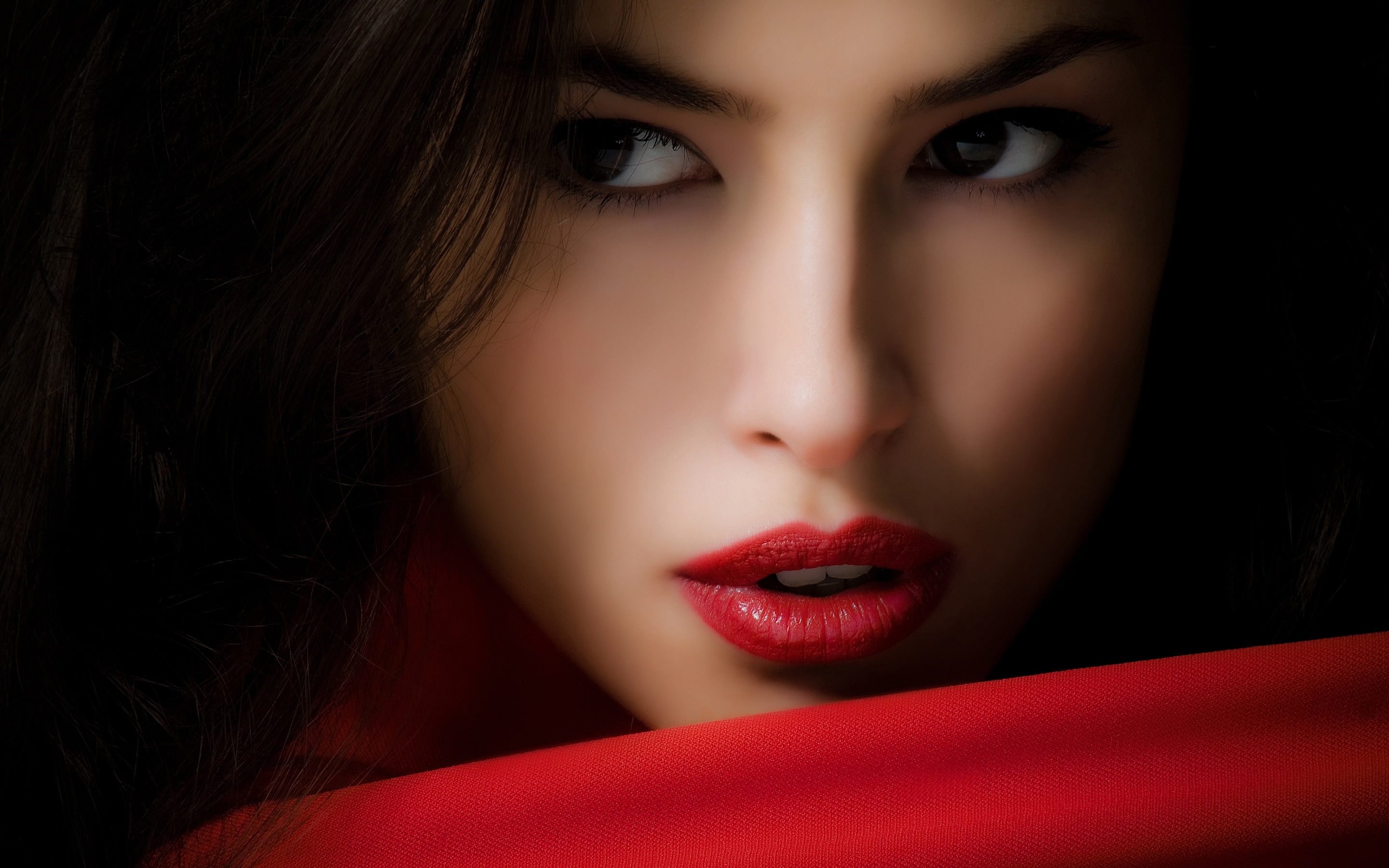 girl, s, lady, look, red, woman, 2K, lipstick, HD Wallpaper