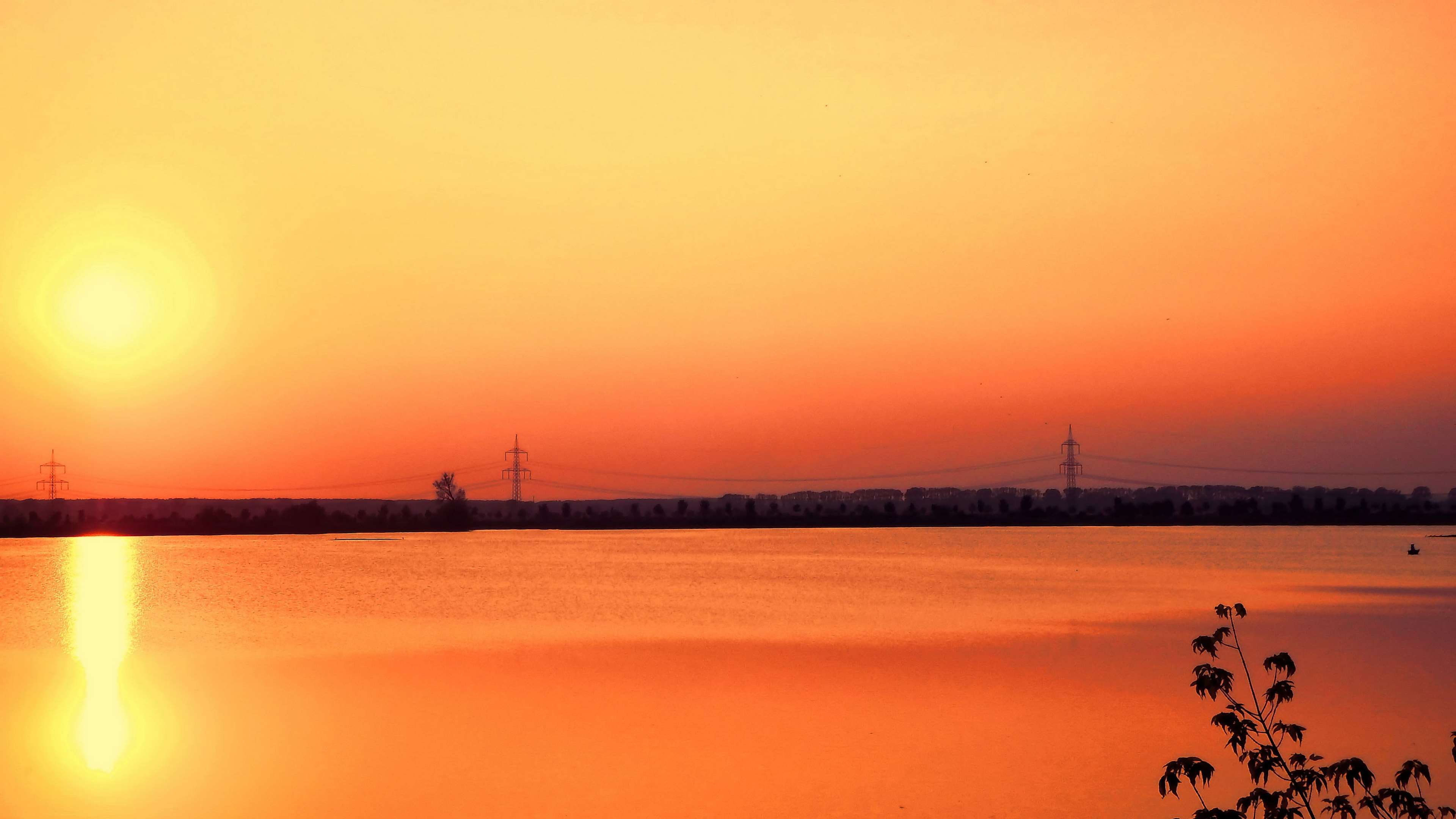 sky, nature, orange color, river, water, abendhimmel, sun, city, beauty in nature, copy space, tranquility, himmel, travel destinations, architecture, scenics - nature, HD Wallpaper