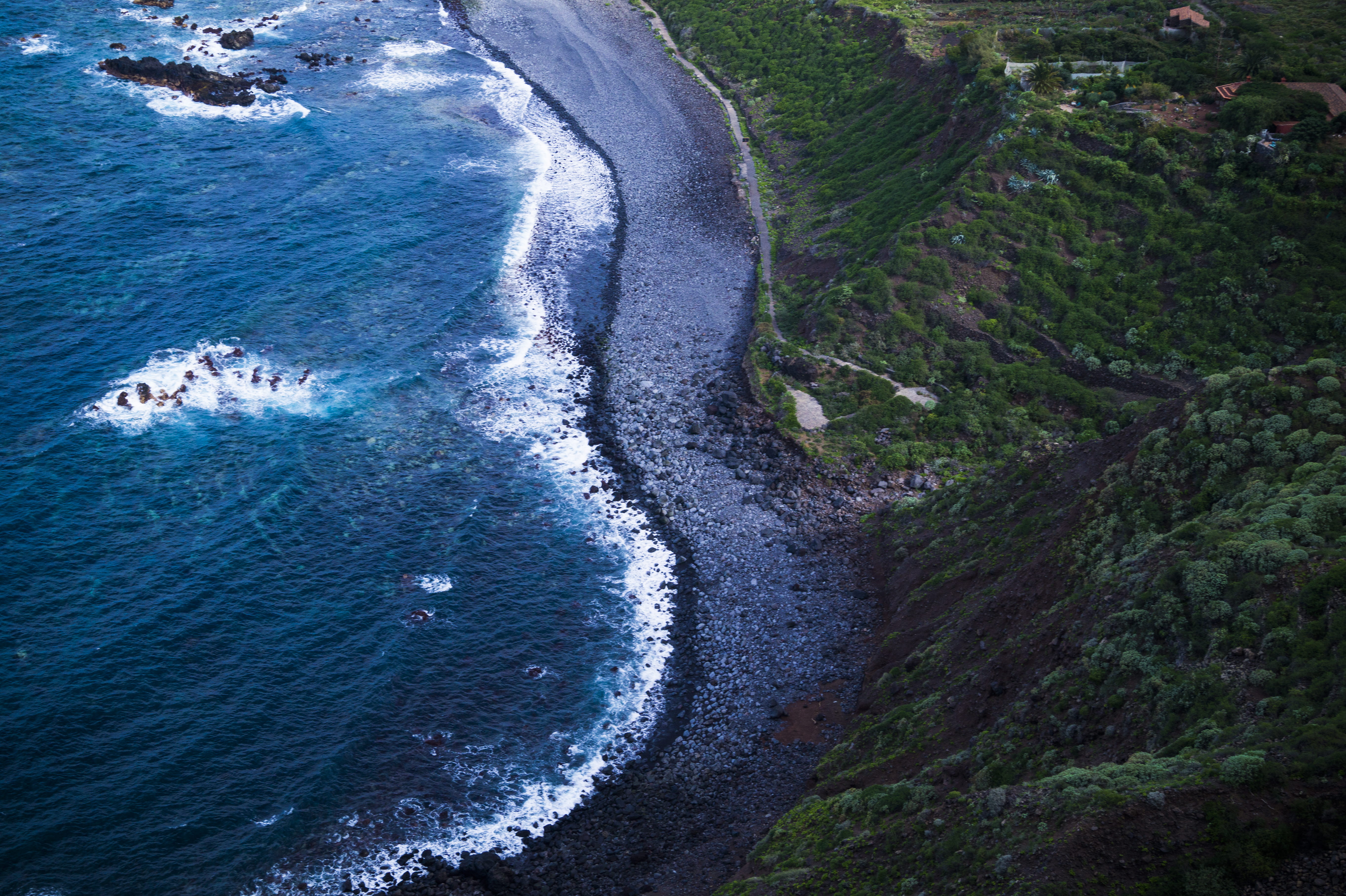 aquatic sport, wafe, non-urban scene, from above, drone view, plant, island, travel, nature, shoreline, flowing water, tenerife, waterway, sea, view, tree, HD Wallpaper