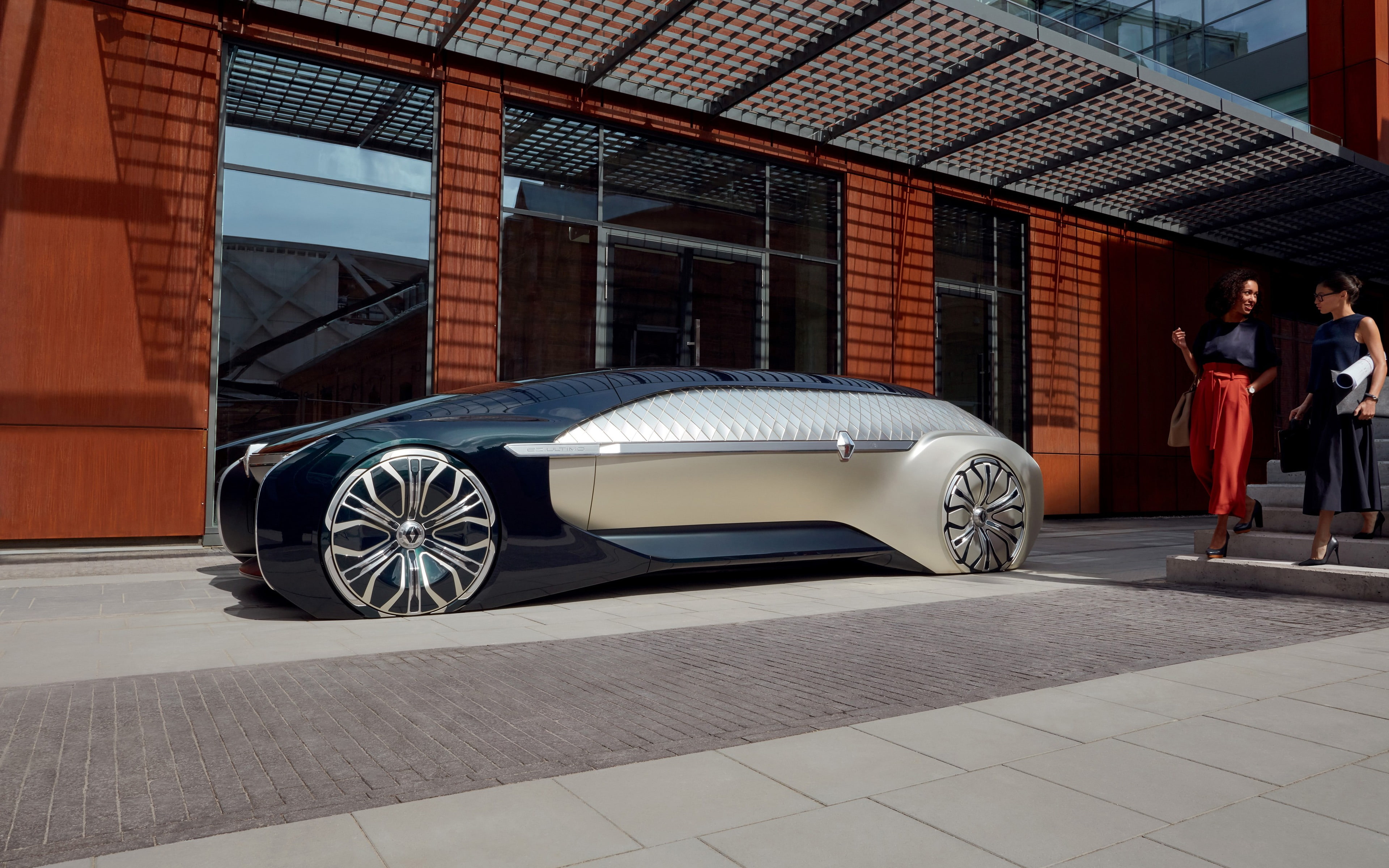 electric, land vehicle, adult, concept, standing, built structure, luxury, people, real people, car, transportation, outdoors, ez, architecture, building, HD Wallpaper
