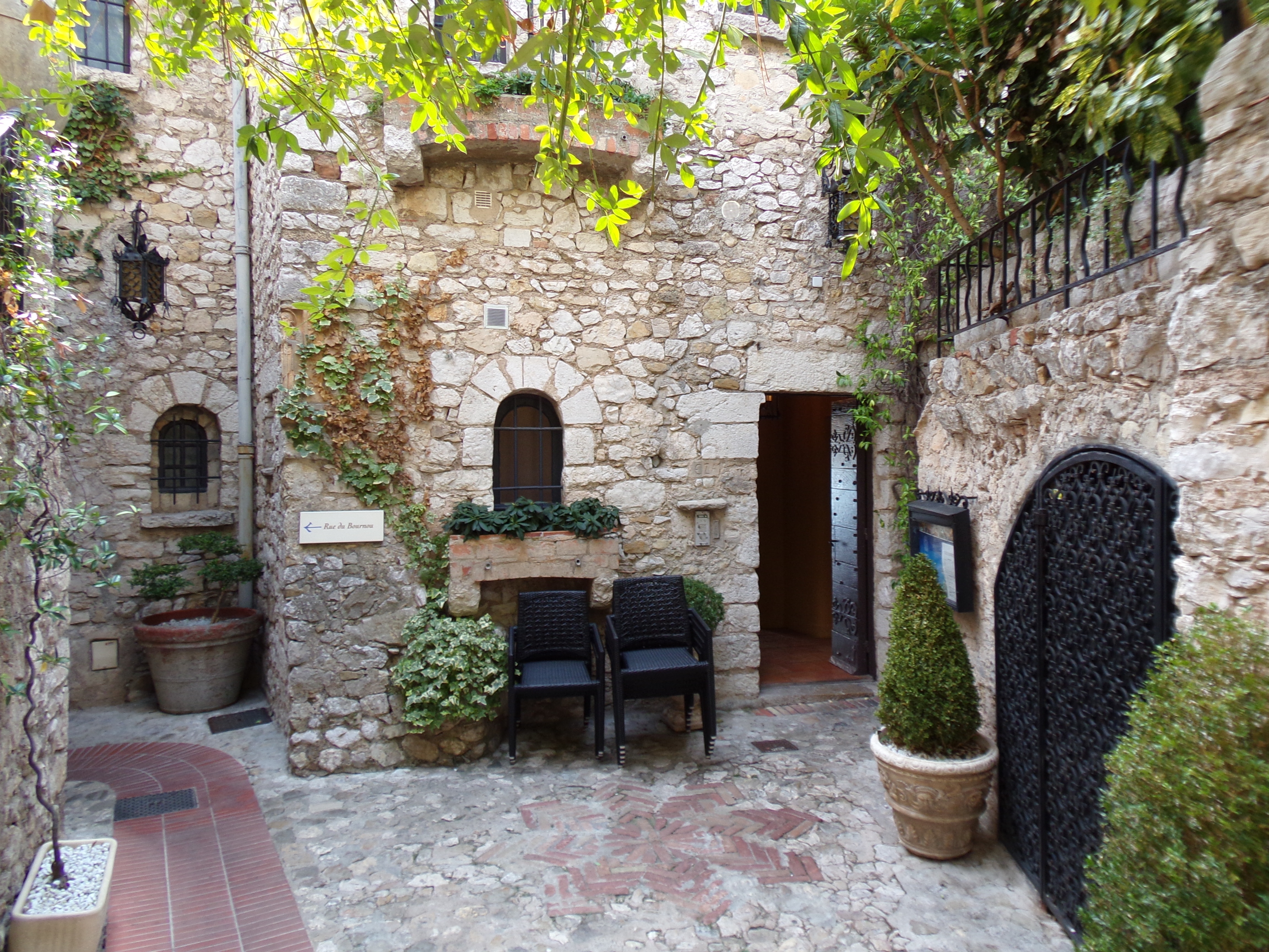 wall, stone wall, history, eze village, tree, village, nature, outdoors, solid, building exterior, chair, wall - building feature, table, plant, architecture, HD Wallpaper