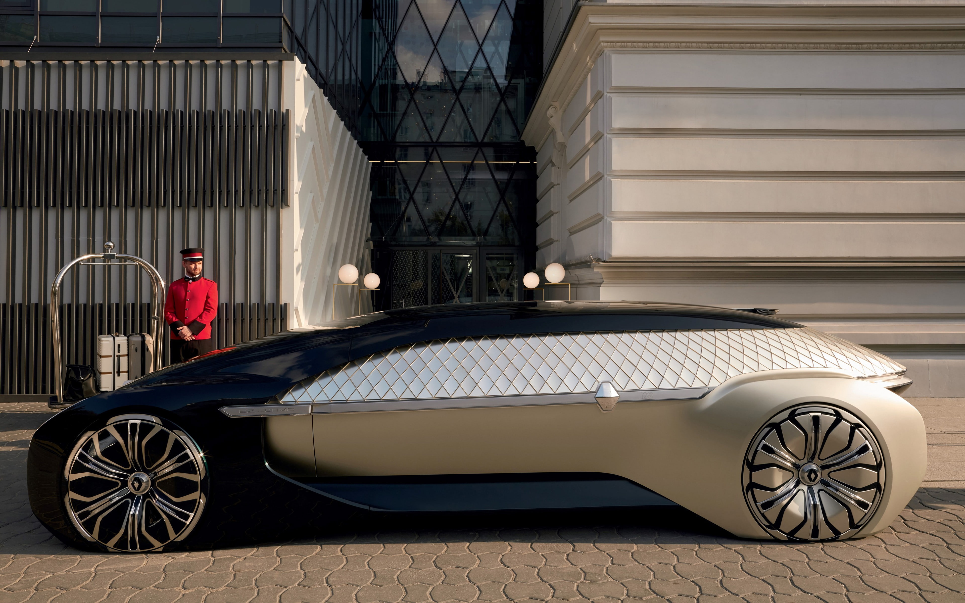 check, day, land vehicle, car, outdoors, hotel, wheel, building exterior, vintage car, city, built structure, luxury, standing, ultimo, electric, architecture, HD Wallpaper