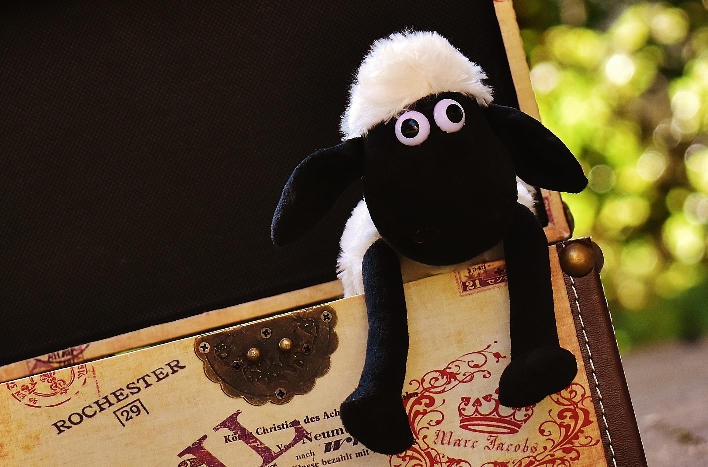 human representation, black color, animal, celebration, craft, Animal, creativity, representation, cute, holiday, Sheep, stuffed animal, funny, soft toy, HD Wallpaper