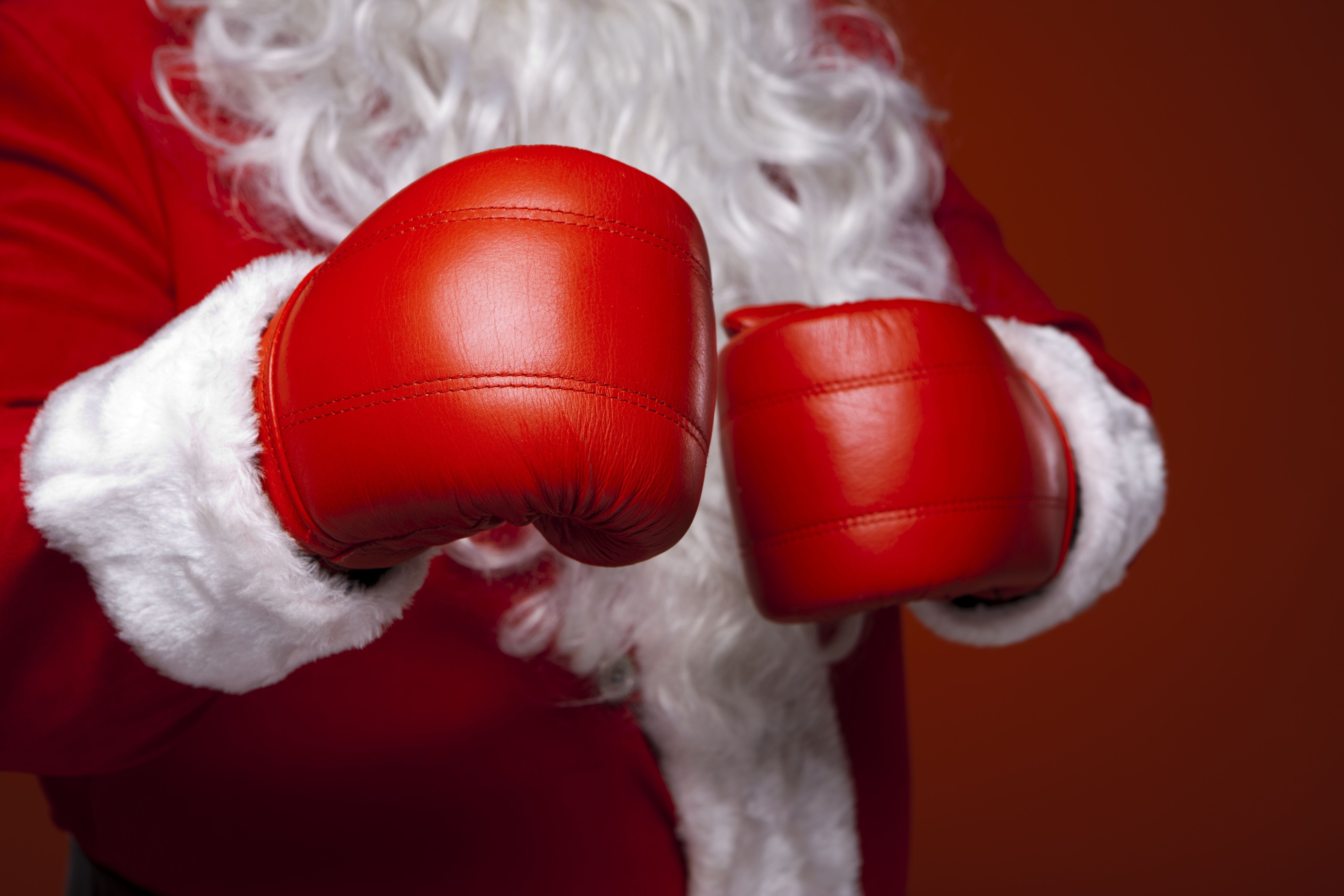 santa hat, 5K, wearing, blur, santa claus, claus, gloves, xmas, close-up, boxing - sport, white, holiday, front view, costume, celebration, clothing, indoors, HD Wallpaper