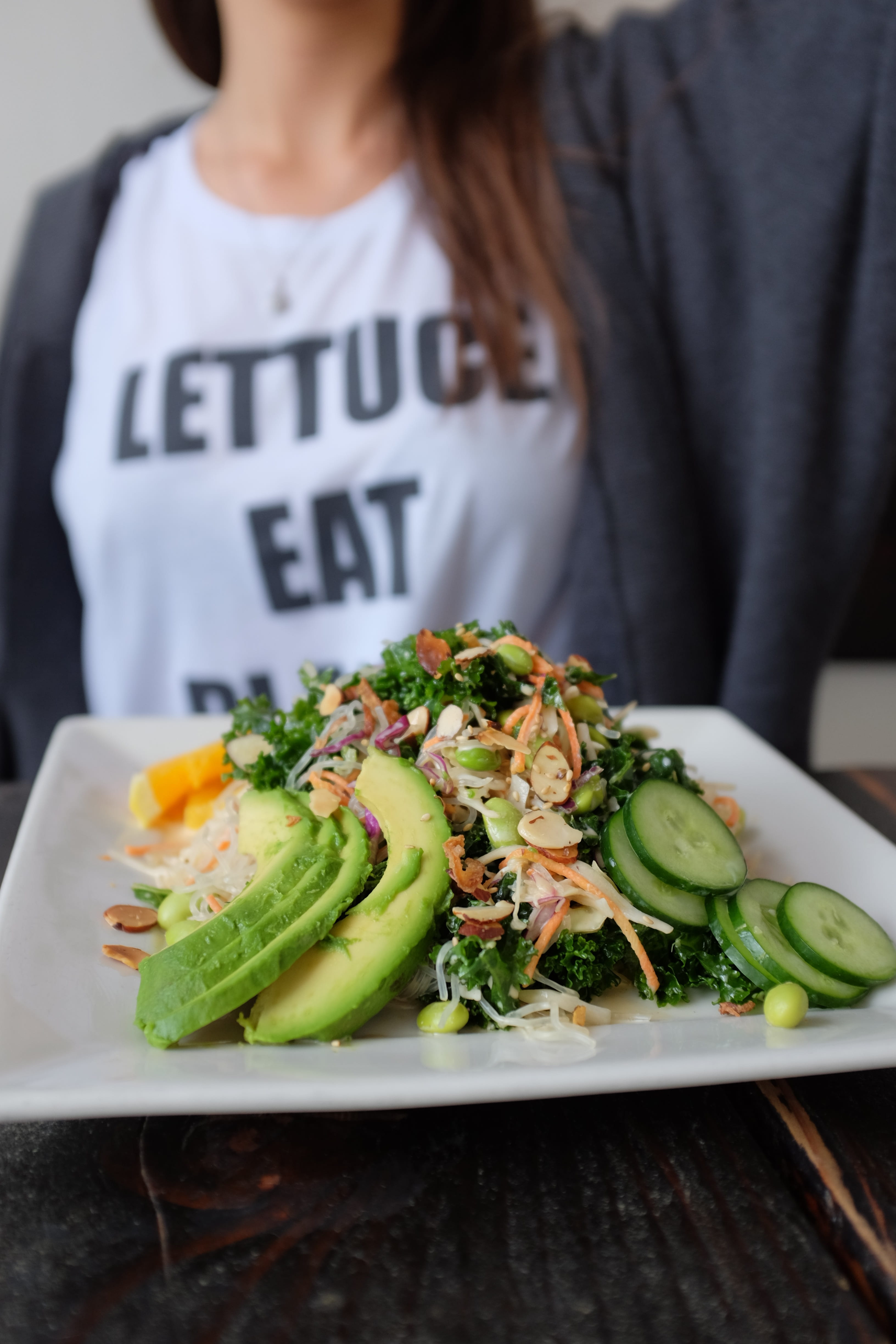 lunch, healthy eating, freshness, adult, front view, vegetable, cook, 4K, wellbeing, cucumber, plate, food, vegan, vegetables, real people, avocado, indoors, Phone HD Wallpaper