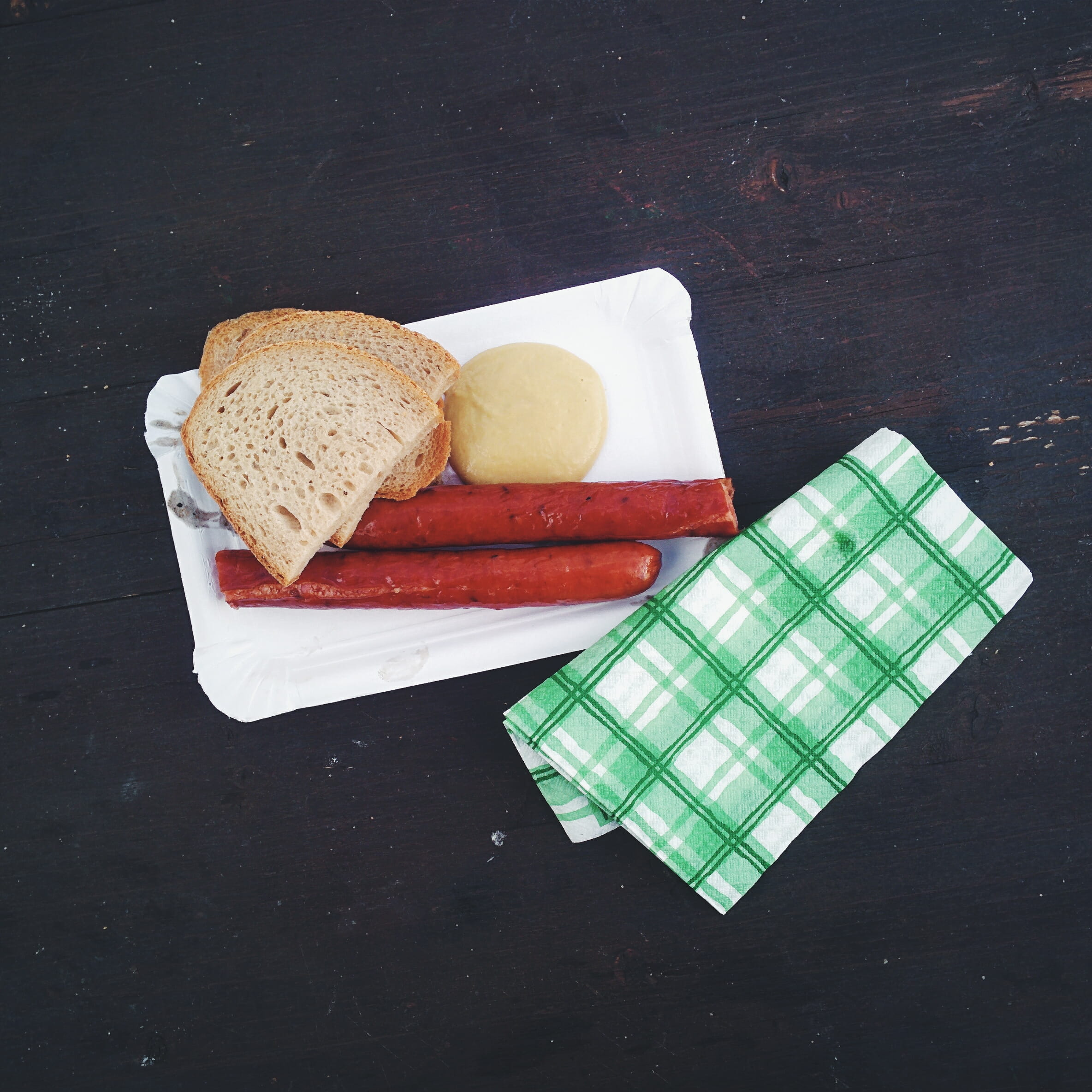 meal, gourmet, bread, 1080P, Czech, plate, top view, smoked sausage, wood - Material, food and drink, ready-to-eat, healthy eating, indulgence, dairy product, Phone HD Wallpaper