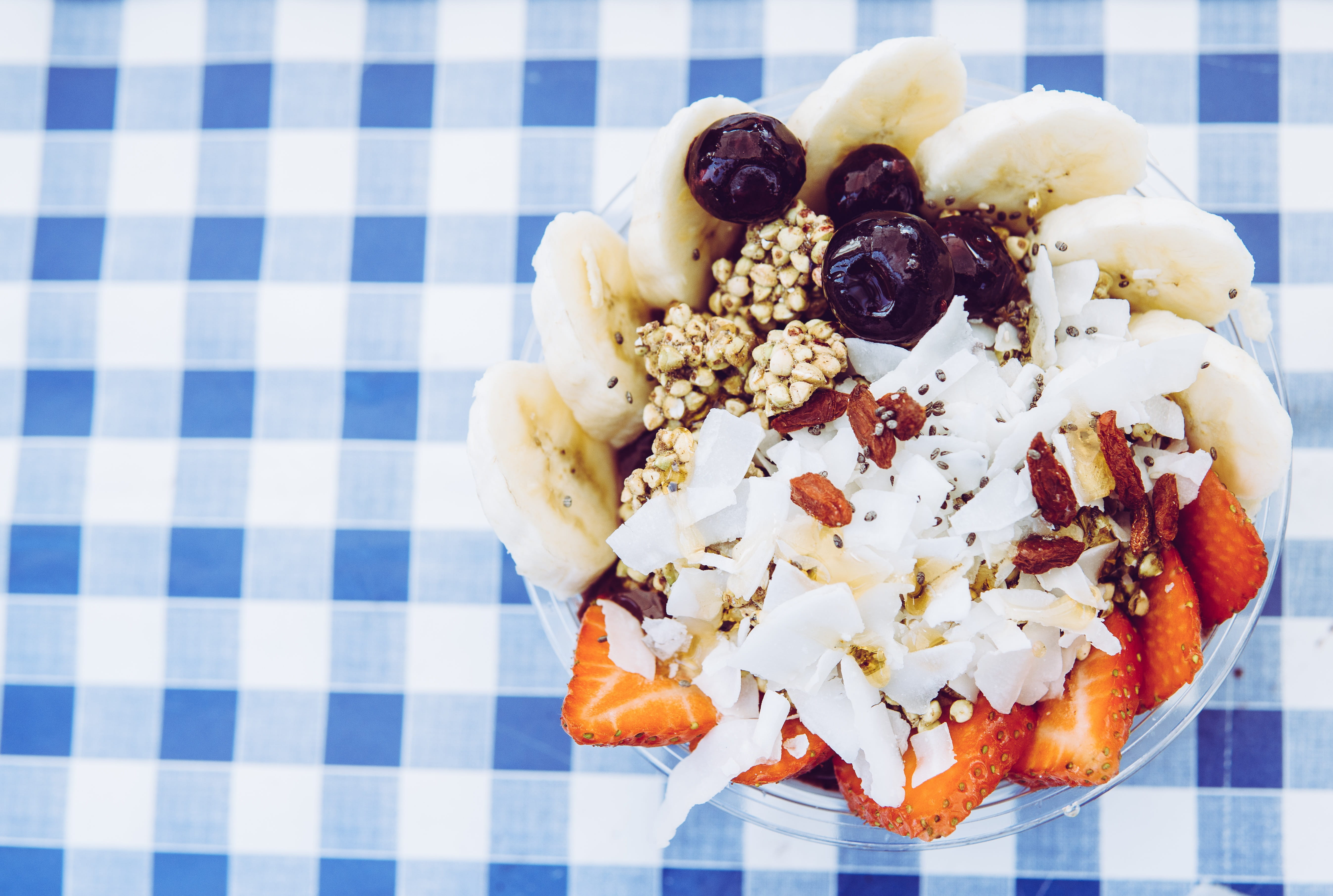 food and drink, healthy, goji, snack, freshness, exotic, temptation, ready-to-eat, dairy product, close-up, fruit, smoothie, acai bowl, 5K, coconut, ice cream, HD Wallpaper