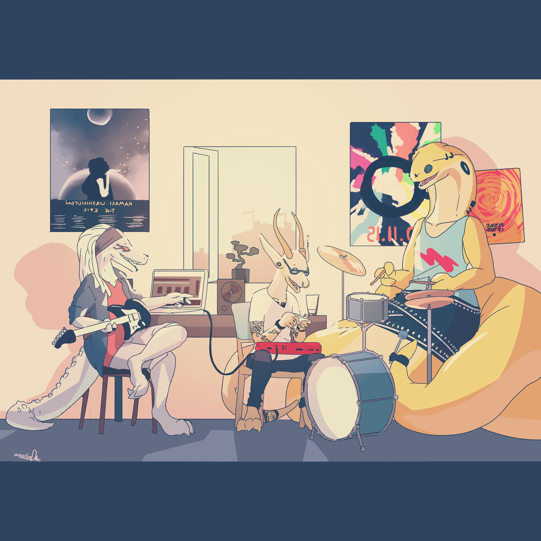 guitar, indoors, communication, sitting, seat, string instrument, human representation, one person, 1080P, music, art and craft, musical equipment, real people, Phone HD Wallpaper
