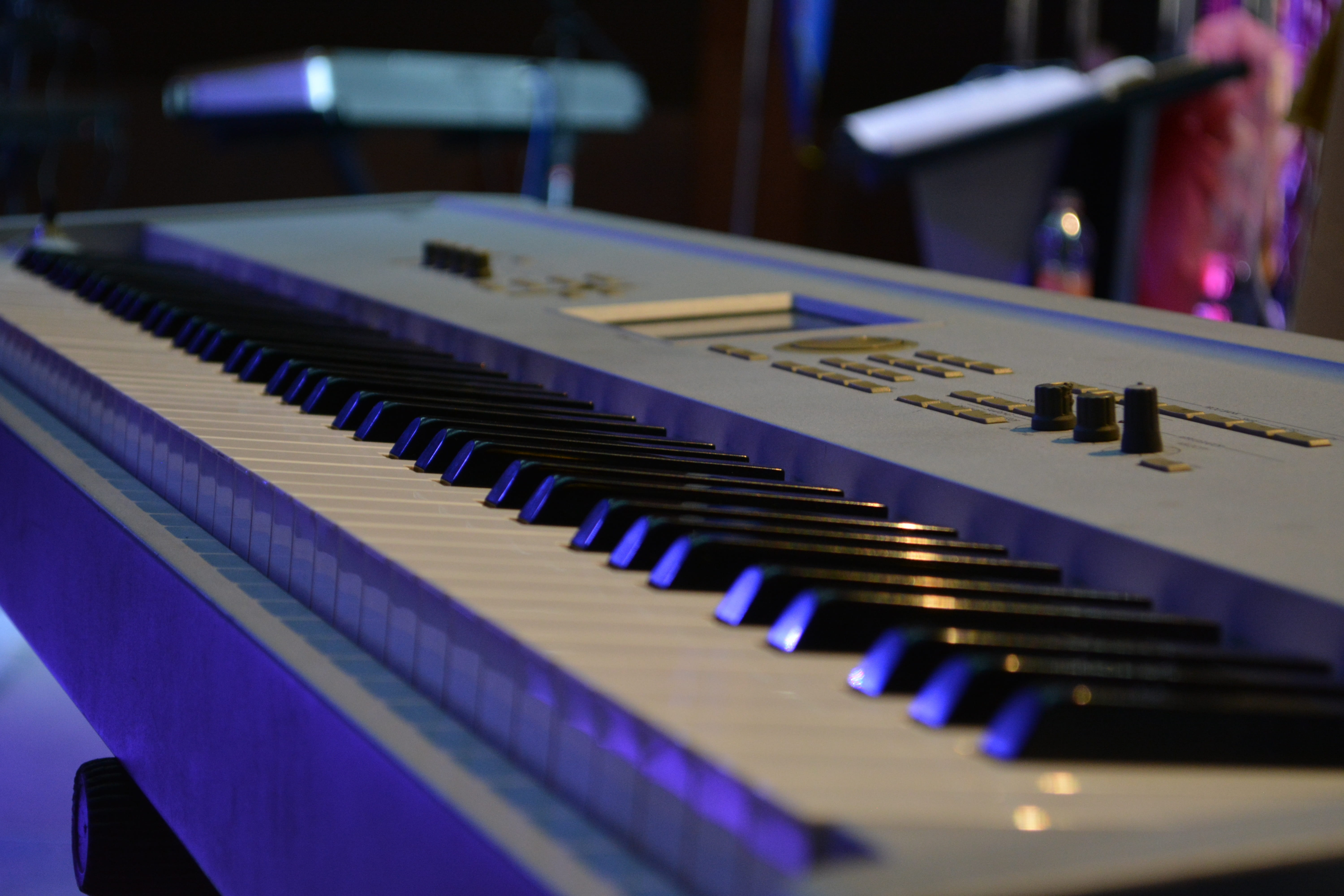 in a row, music, equipment, keyboard, keys, no people, musical instrument, electrical equipment, manufacturing equipment, audio equipment, selective focus, HD Wallpaper