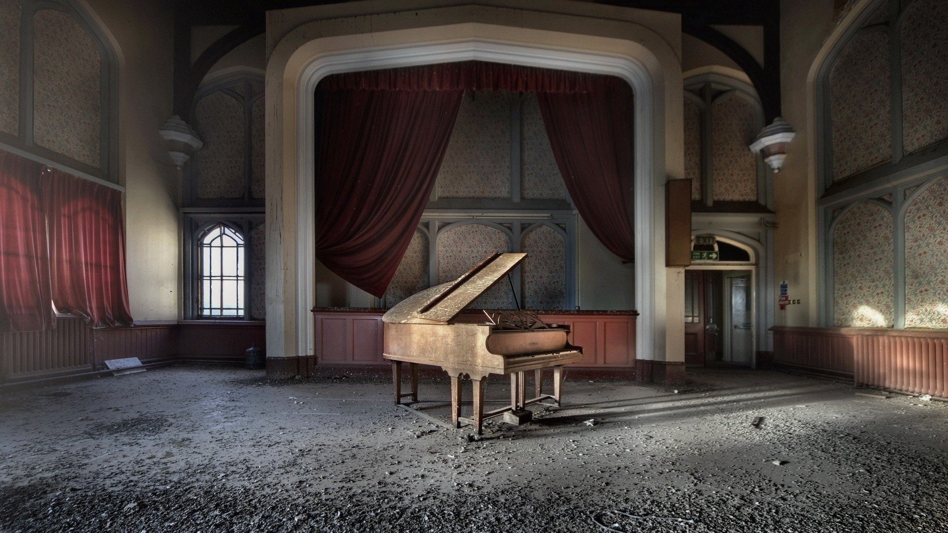 Piano, 1080P, Old, room, architecture, HD Wallpaper