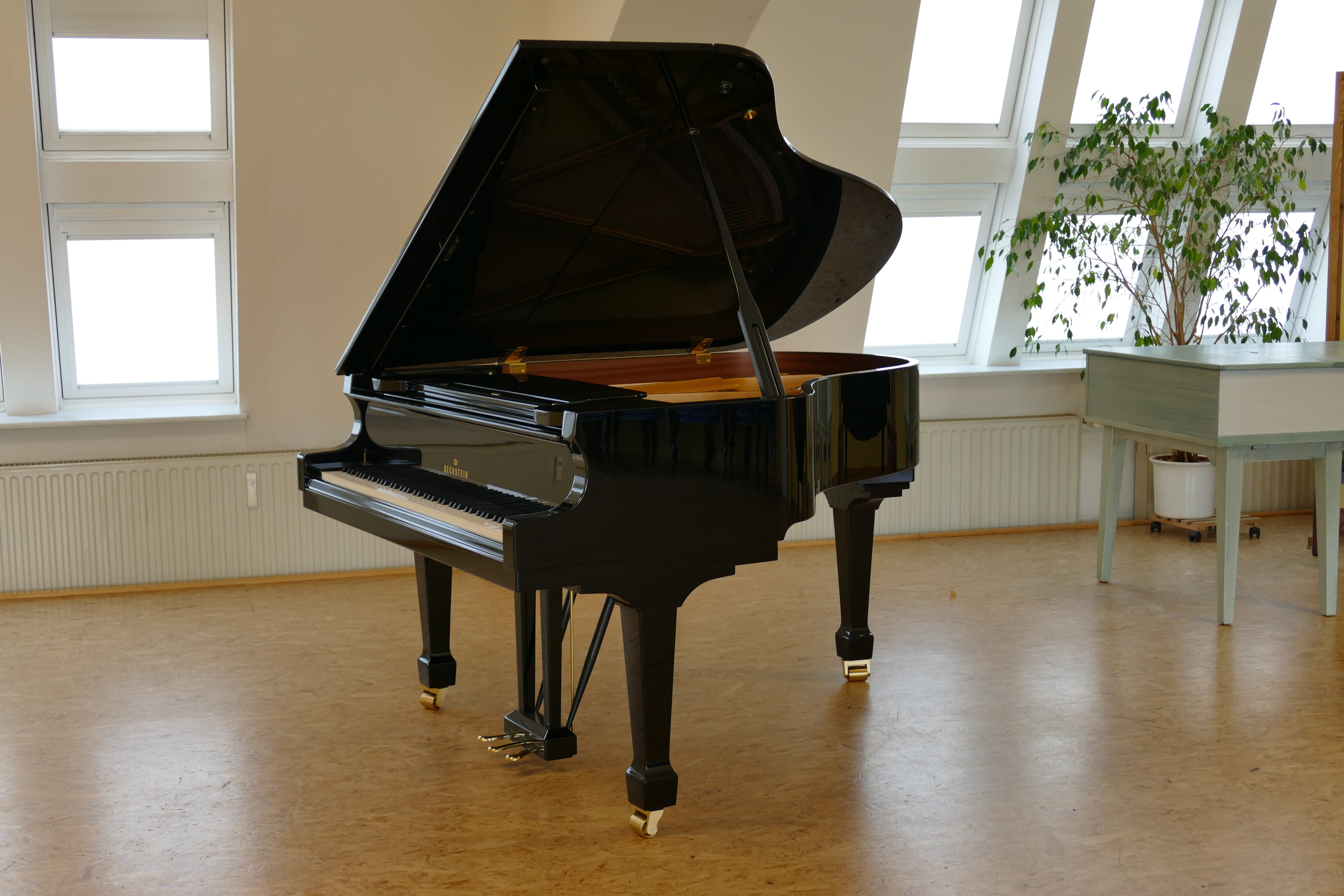 hardwood floor, seat, grand piano, table, piano key, wood - material, piano, music, musician, keyboard instrument, black, bechstein, flooring, wing, indoors, HD Wallpaper