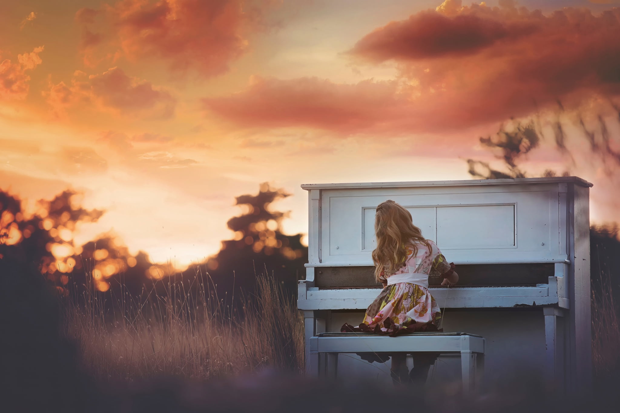 1080P, outdoors, casual clothing, architecture, sitting, leisure activity, real people, sky, upright, seat, hairstyle, women, nature, one person, lifestyles, HD Wallpaper