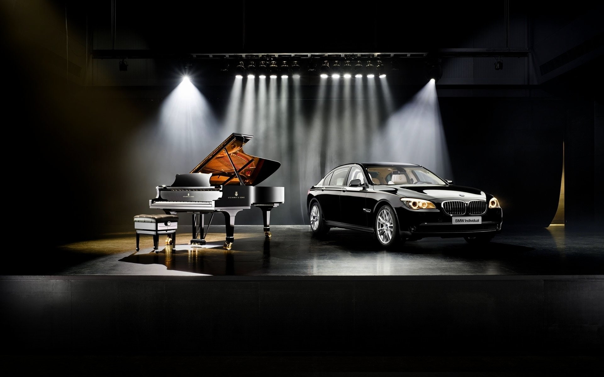Piano, Car, 1080P, BMW, Steinway, BMW 7 Series, HD Wallpaper