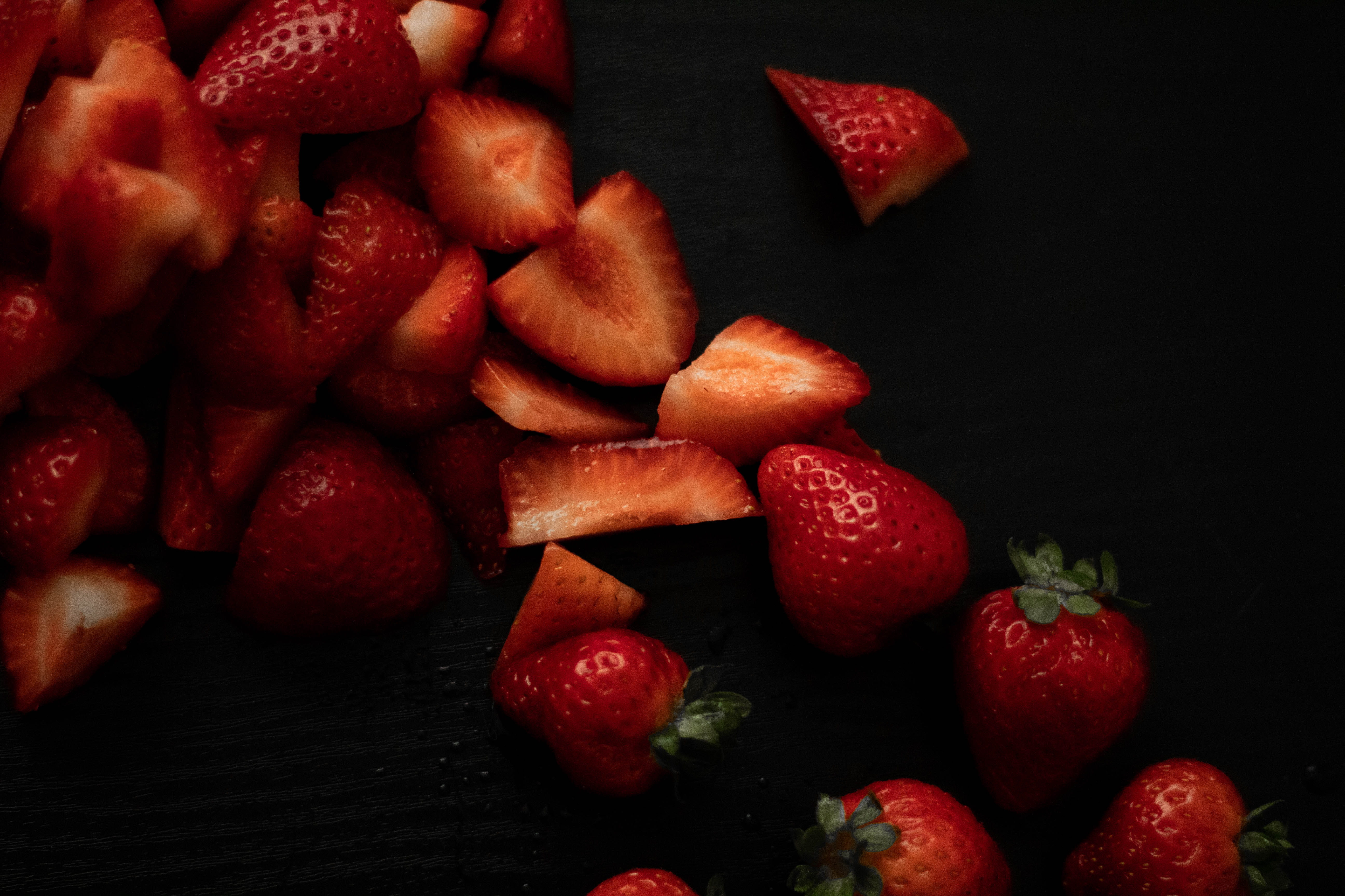 strawberry, still life, large group of objects, tart, cherry, plant, freshness, red, 5K, cake, raspberry, produce, full frame, berry fruit, ripe, blossom, HD Wallpaper