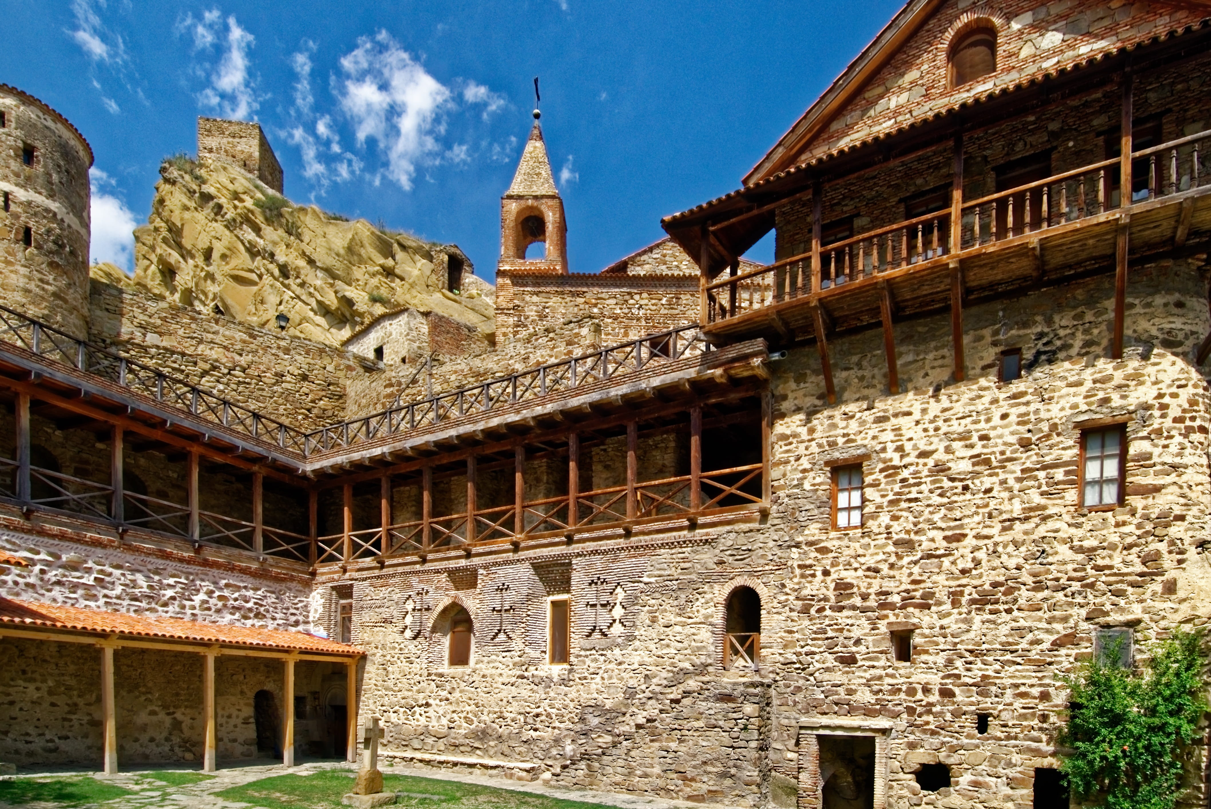 georgia, caucasus, architecture, historically, place of worship, low angle view, built structure, belief, spirituality, stone wall, nature, no people, day, HD Wallpaper