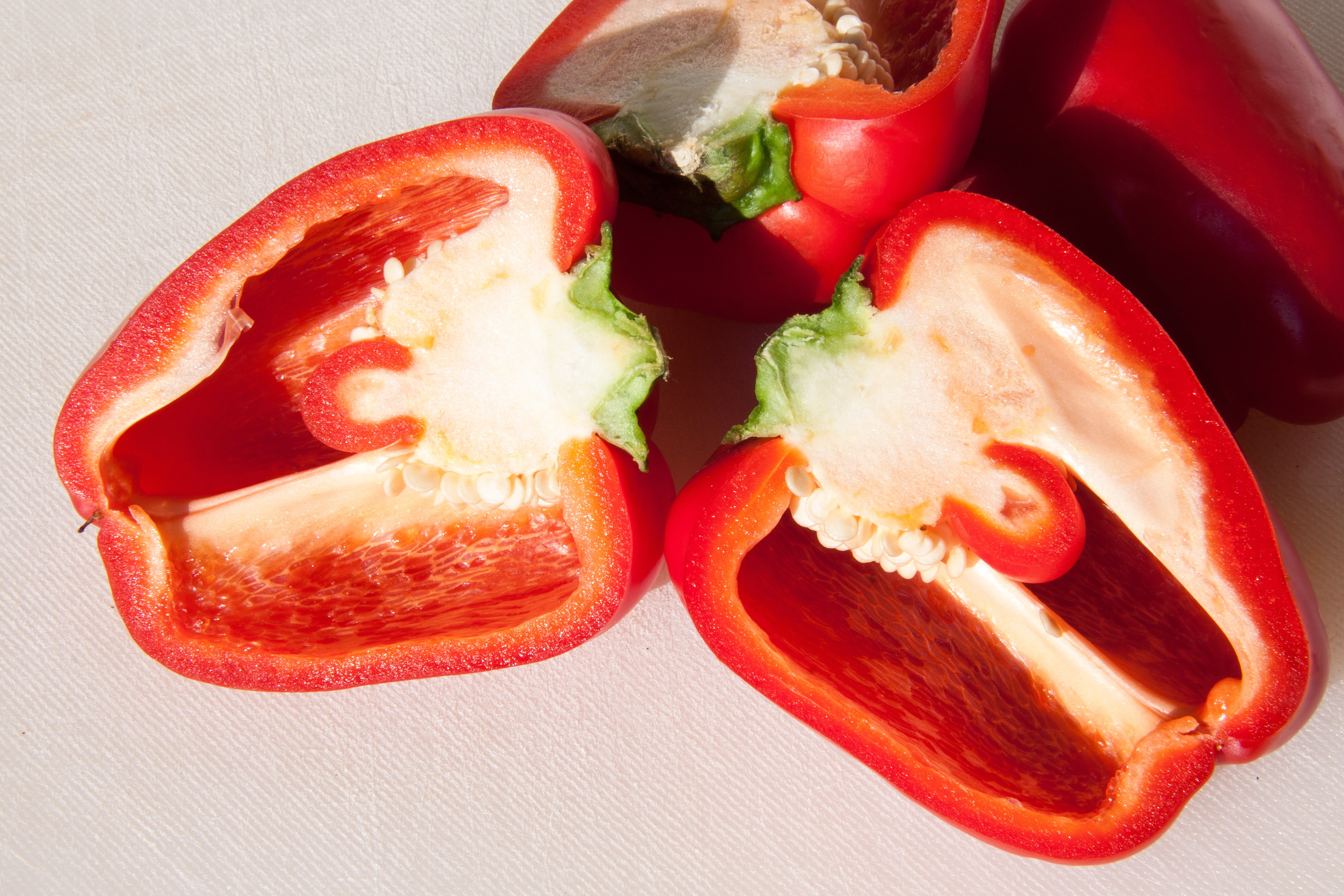wellbeing, sliced, food, ready-to-eat, 4K, plant, sweet peppers, delicious, snack, vegetables, paprika, cut, still life, high angle view, vegetarian food, HD Wallpaper