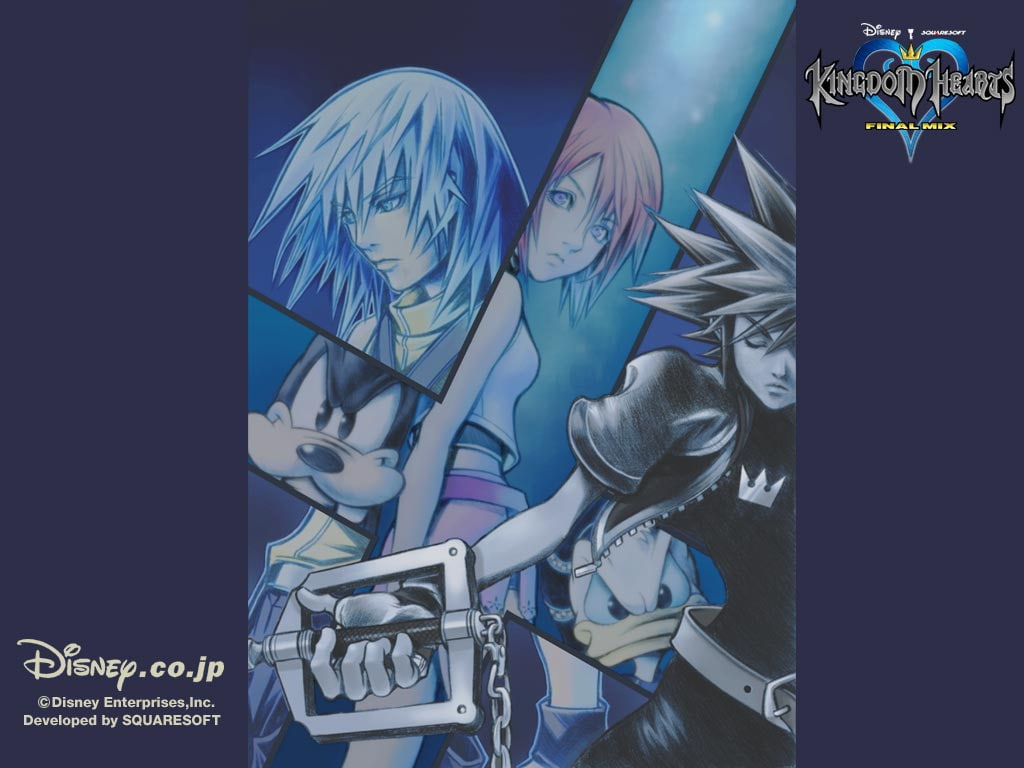 video, art, donald, goofy, final, 480P, mix, kairi, final mix, hd, games, kingdom, Kingdom Hearts, dive, hearts, riku, HD Wallpaper