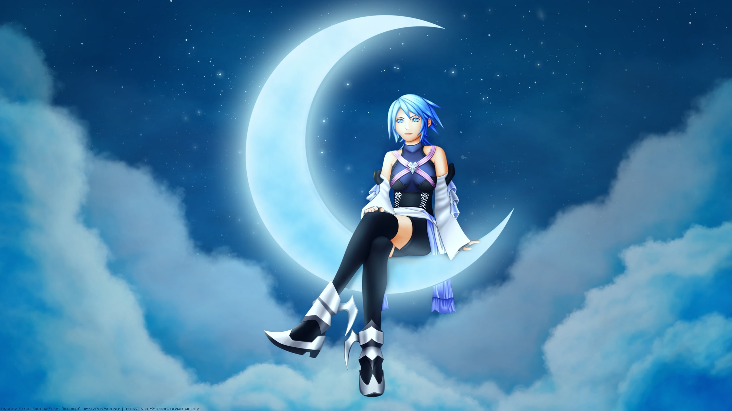 games, moons, art, birth, kingdom, hair, video, aqua, blue, x, sleep, skyscapes, Video Games, space, women, hearts, 2K, hd, moon, HD Wallpaper