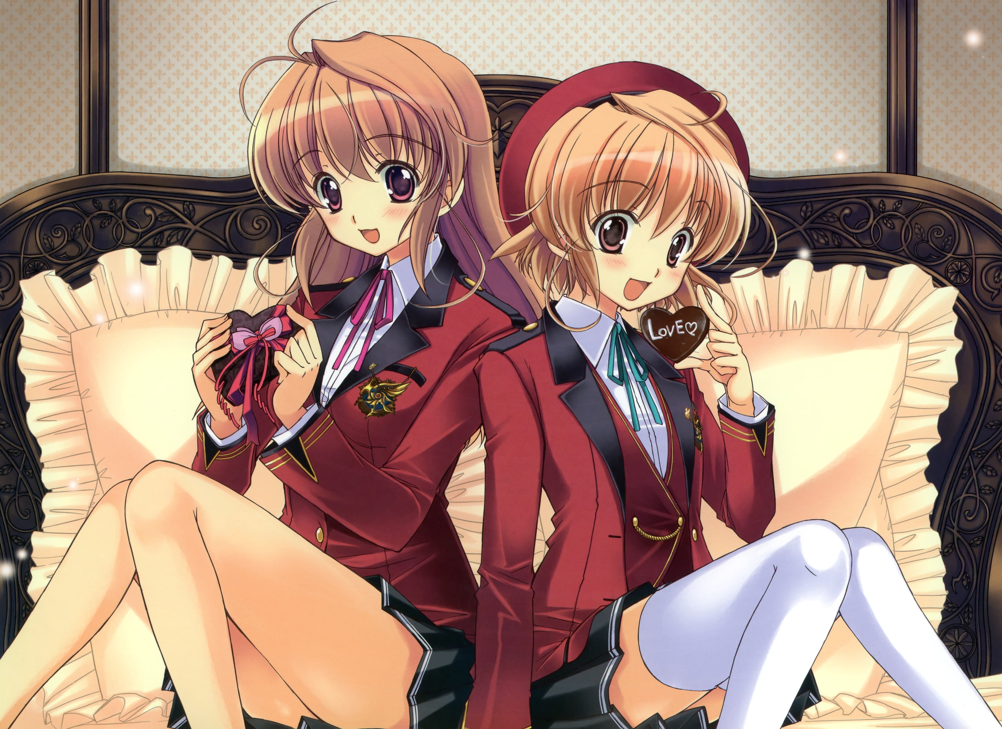hat, 2K, haruna, seifuku, yuuki, fortune, kanade, arterial, HD Wallpaper